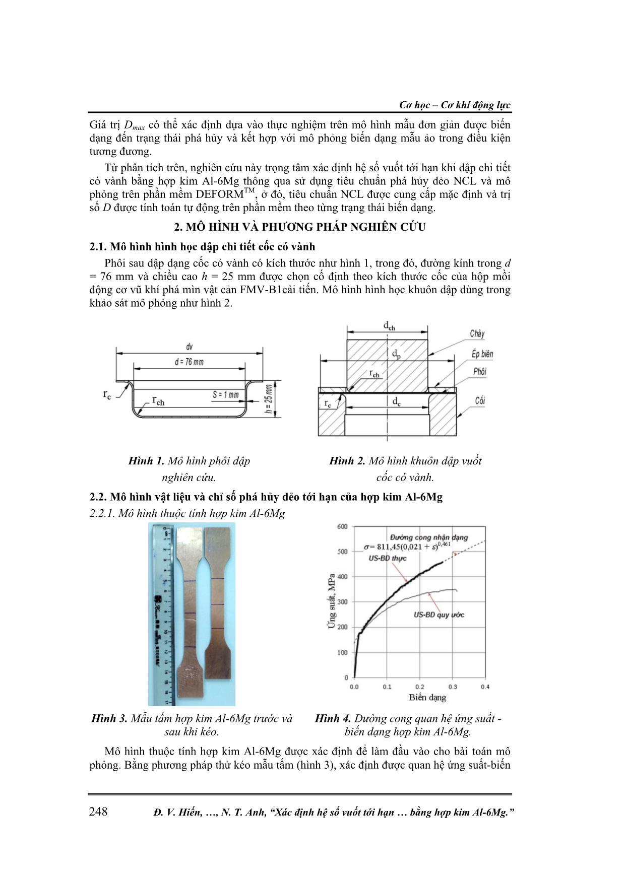 Xác định hệ số vuốt tới hạn khi dập vuốt cốc có vành bằng hợp kim  Al-6Mg trang 2