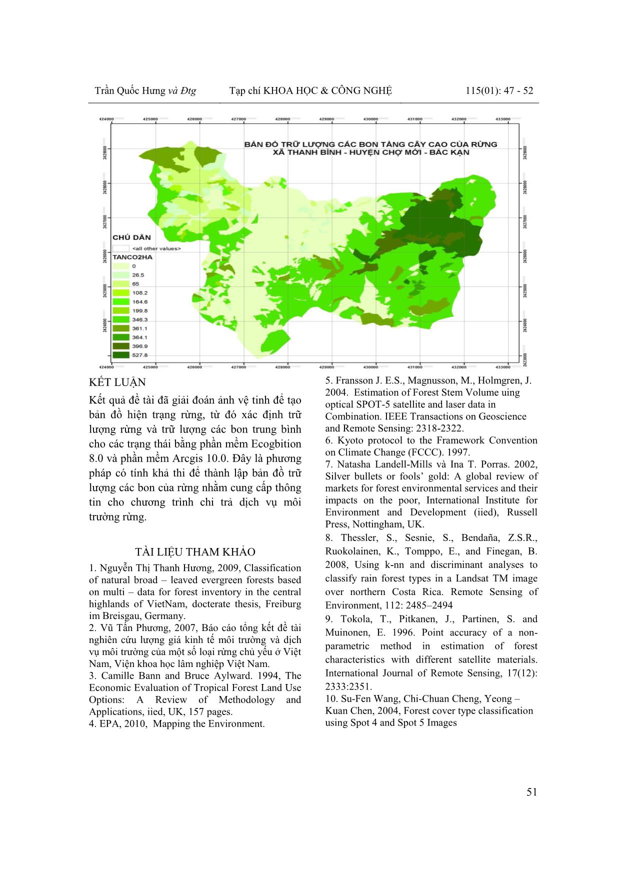 Xây dựng cơ sở dữ liệu chi trả dịch vụ môi trường rừng bằng bản đồ trữ lượng các bon cây tầng cao trên các trạng thái rừng tại xã Thanh Bình – huyện Chợ Mới – tỉnh Bắc Kạn trang 5