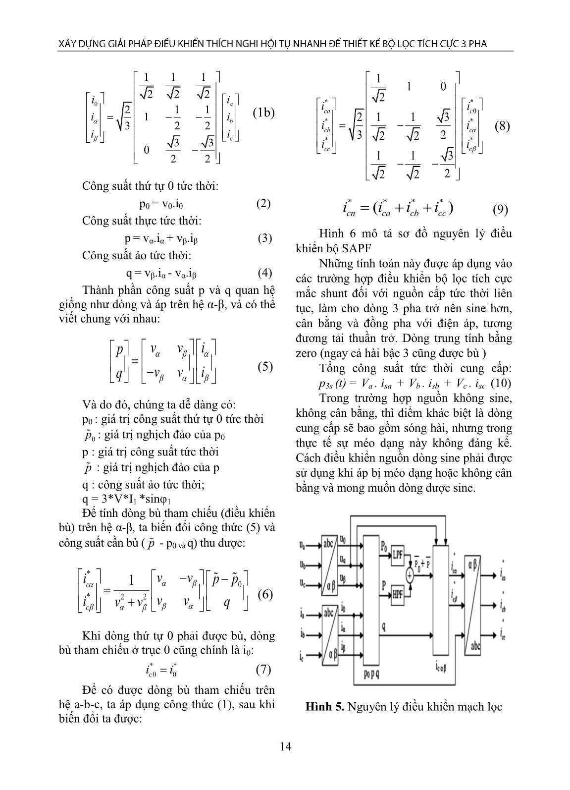 Xây dựng giải pháp điều khiển thích nghi hội tụ nhanh để thiết kế bộ lọc tích cực 3 pha trang 4