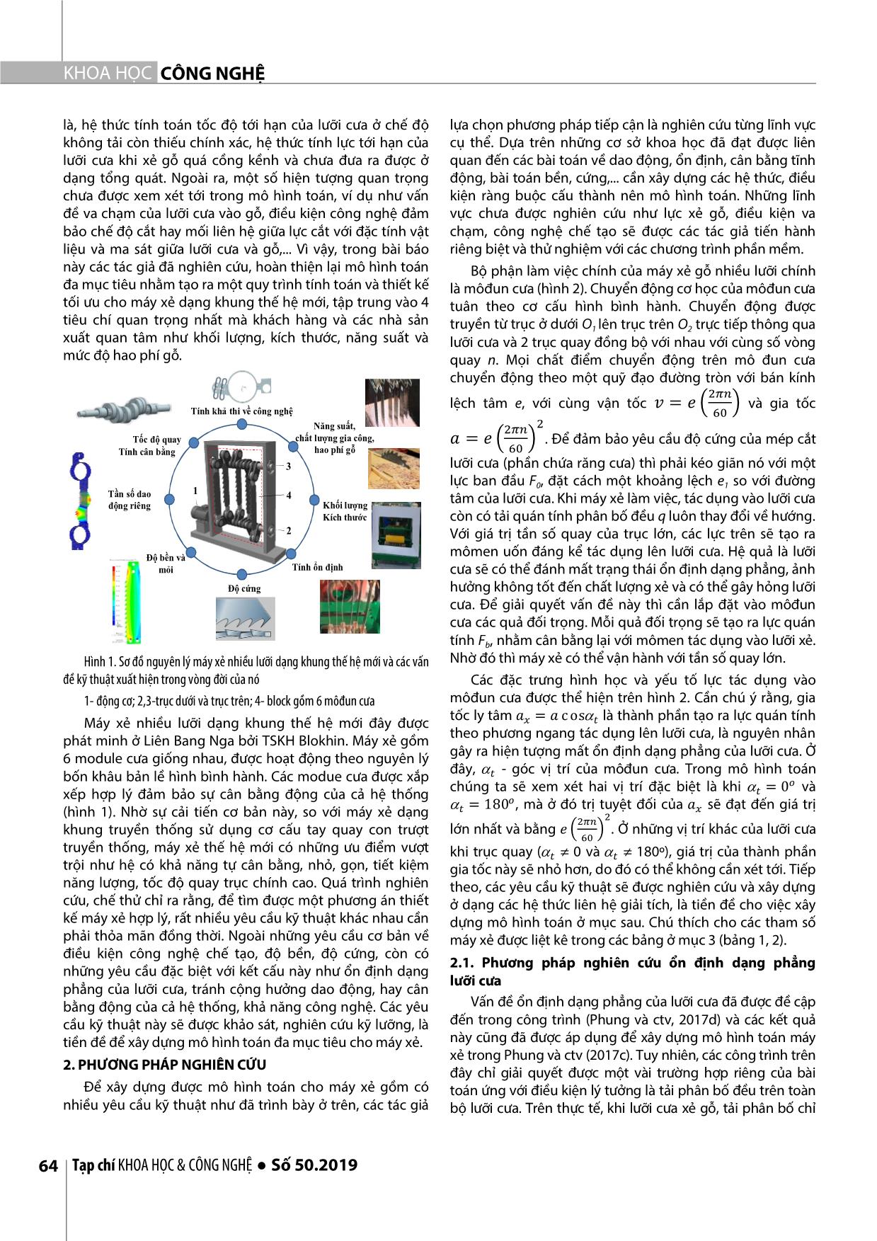 Xây dựng mô hình toán đa mục tiêu trong thiết kế máy xẻ gỗ nhiều lưỡi dạng khung thế hệ mới trang 2
