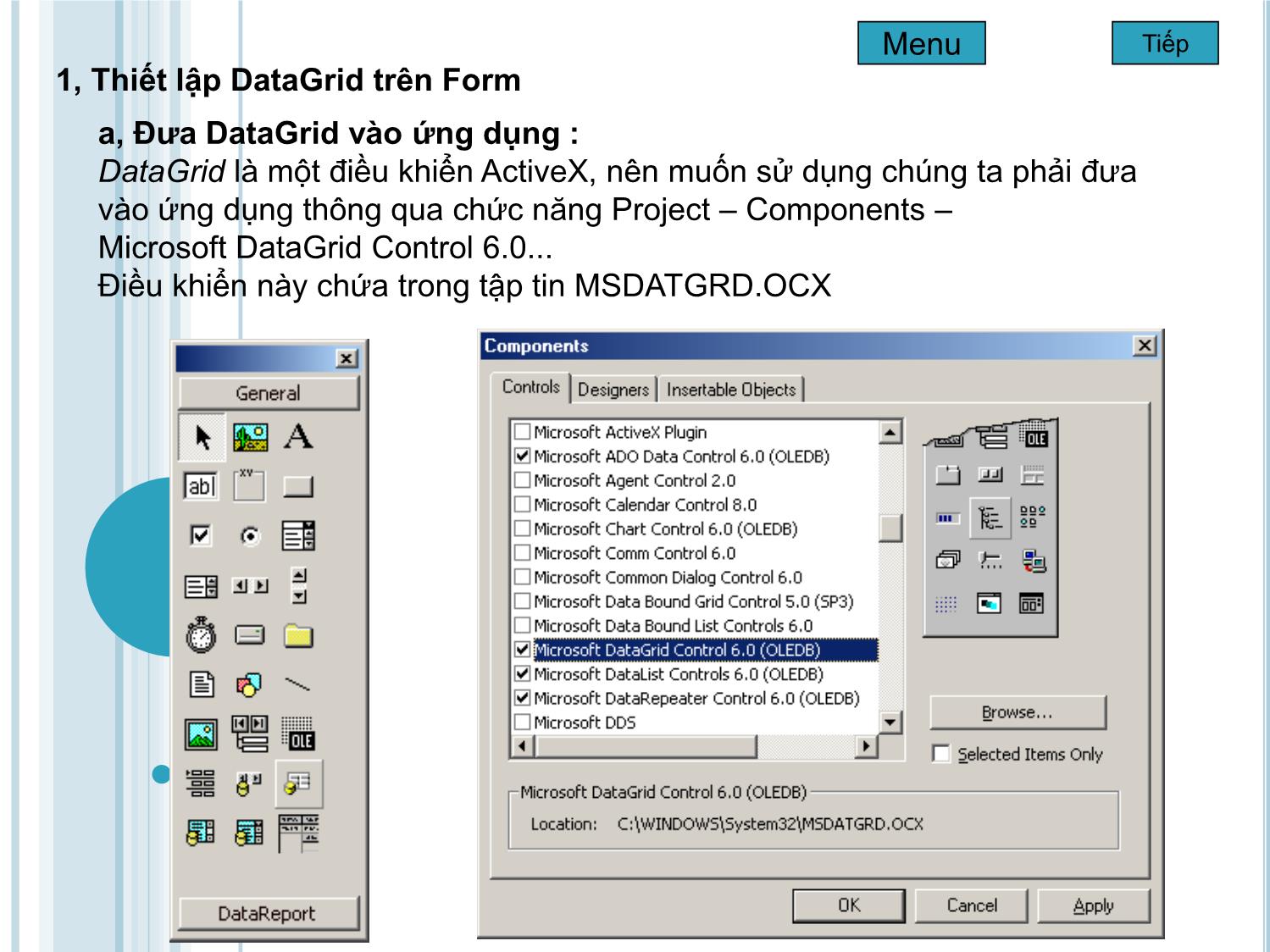 Bài giảng Microsoft Visual Basic - Bài 3: Sử dụng DataCombo, DataList và DataGrid trang 2