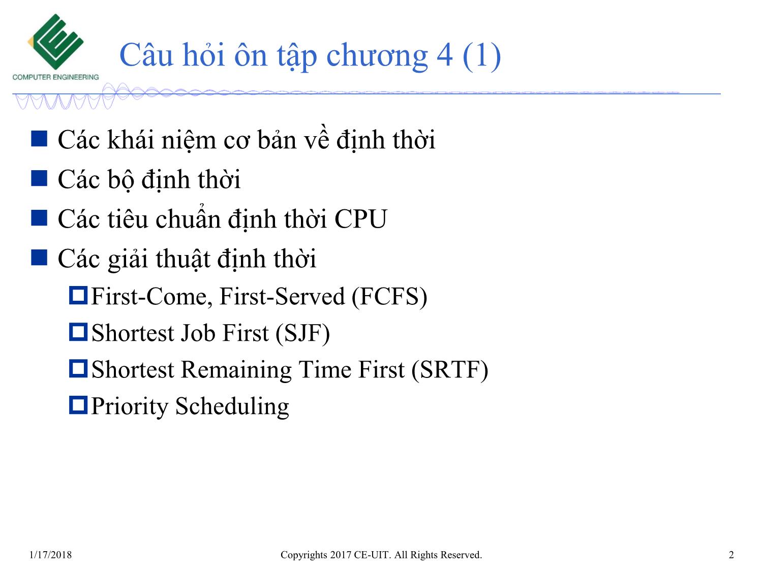 Bài giảng môn học Hệ điều hành - Chương 4, Phần 2: Định thời CPU trang 2