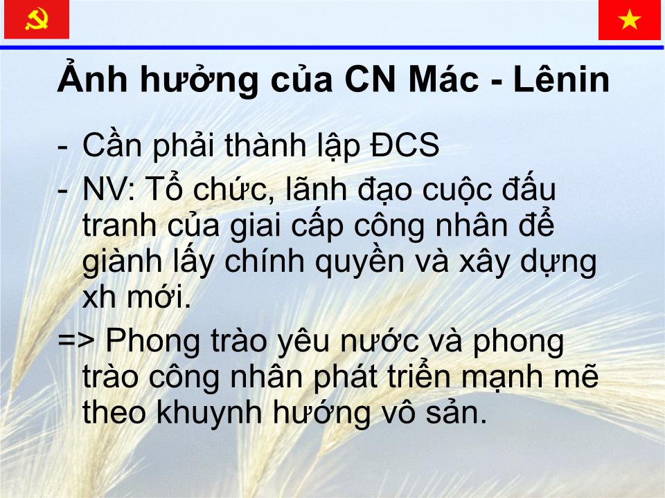 Bài giảng Những nguyên lý cơ bản của chủ nghĩa Mác - Lênin - Chương 1: Sự ra đời của Đảng cộng sản Việt Nam và cương lĩnh chính trị đầu tiên của Đảng trang 4