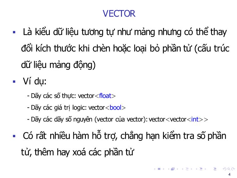 Bài giảng Tin học đại cương - Bài 8: Vector - Nguyễn Thị Phương Thảo trang 4