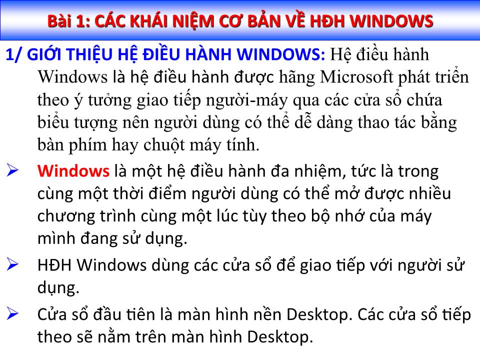 Bài giảng Tin học đại cương - Chương 2: Sử dụng hệ điều hành Windows XP - Nguyễn Quang Tuyến trang 1