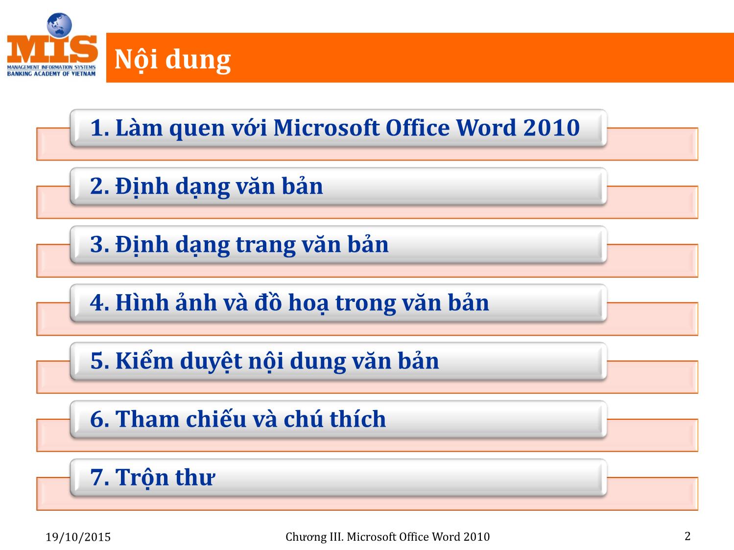 Bài giảng Tin học đại cương - Chương 3: Microsoft Office Word 2010 trang 2