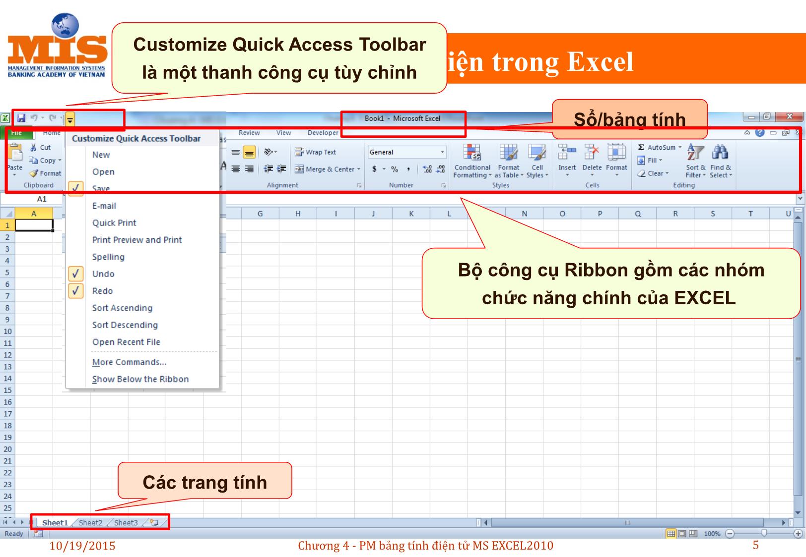 Bài giảng Tin học đại cương - Chương 4: Phần mềm bảng tính điện tử MS Excel 2010 trang 5