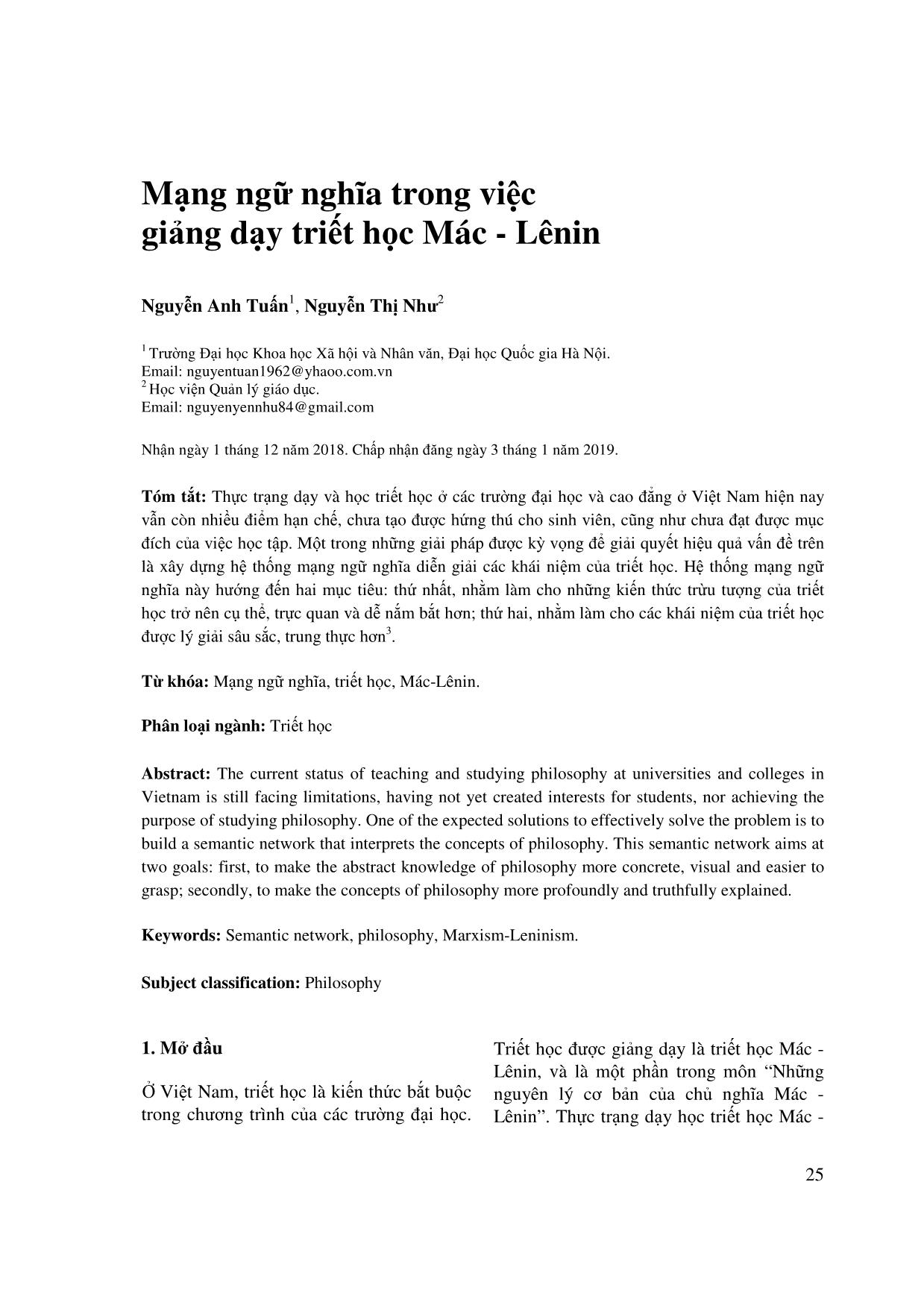Mạng ngữ nghĩa trong việc giảng dạy triết học Mác - Lênin trang 1