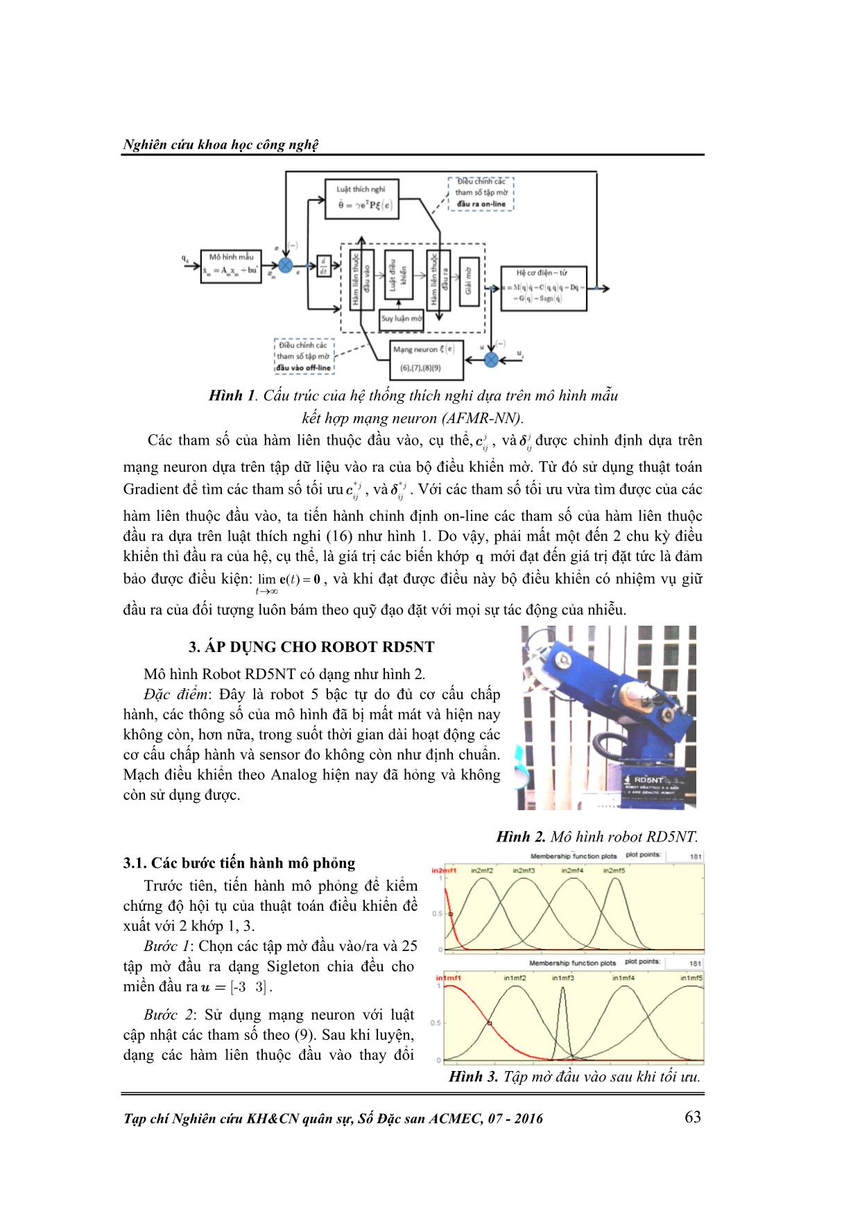 Thiết kế bộ điều khiển mờ thích nghi theo mô hình mẫu và mạng neuron cho các hệ cơ điện tử trang 4