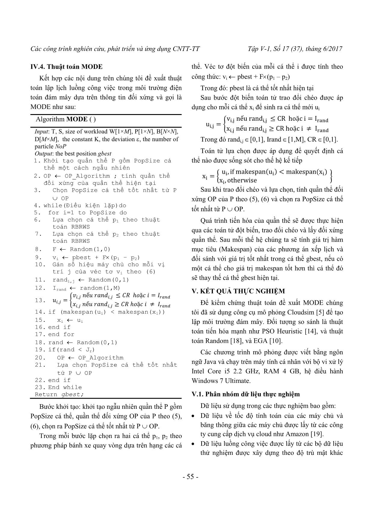 Thuận toán MODE giải bài toán lập lịch luồng công việc trang 5