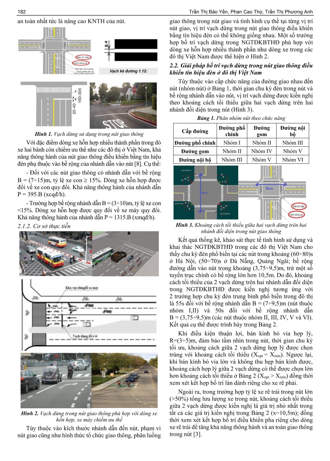 Xác định vị trí vạch dừng hợp lý trong nút giao thông điều khiển bằng tín hiệu đèn cho một số nhóm nút ở đô thị miền Trung Việt Nam trang 2