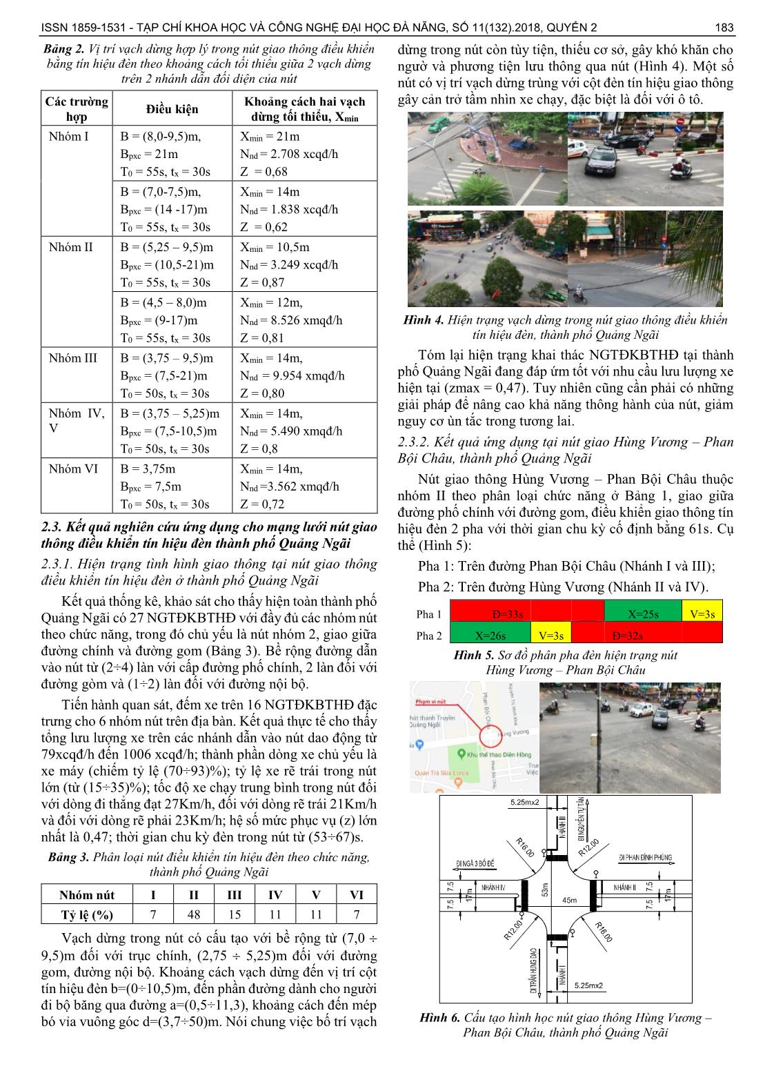 Xác định vị trí vạch dừng hợp lý trong nút giao thông điều khiển bằng tín hiệu đèn cho một số nhóm nút ở đô thị miền Trung Việt Nam trang 3