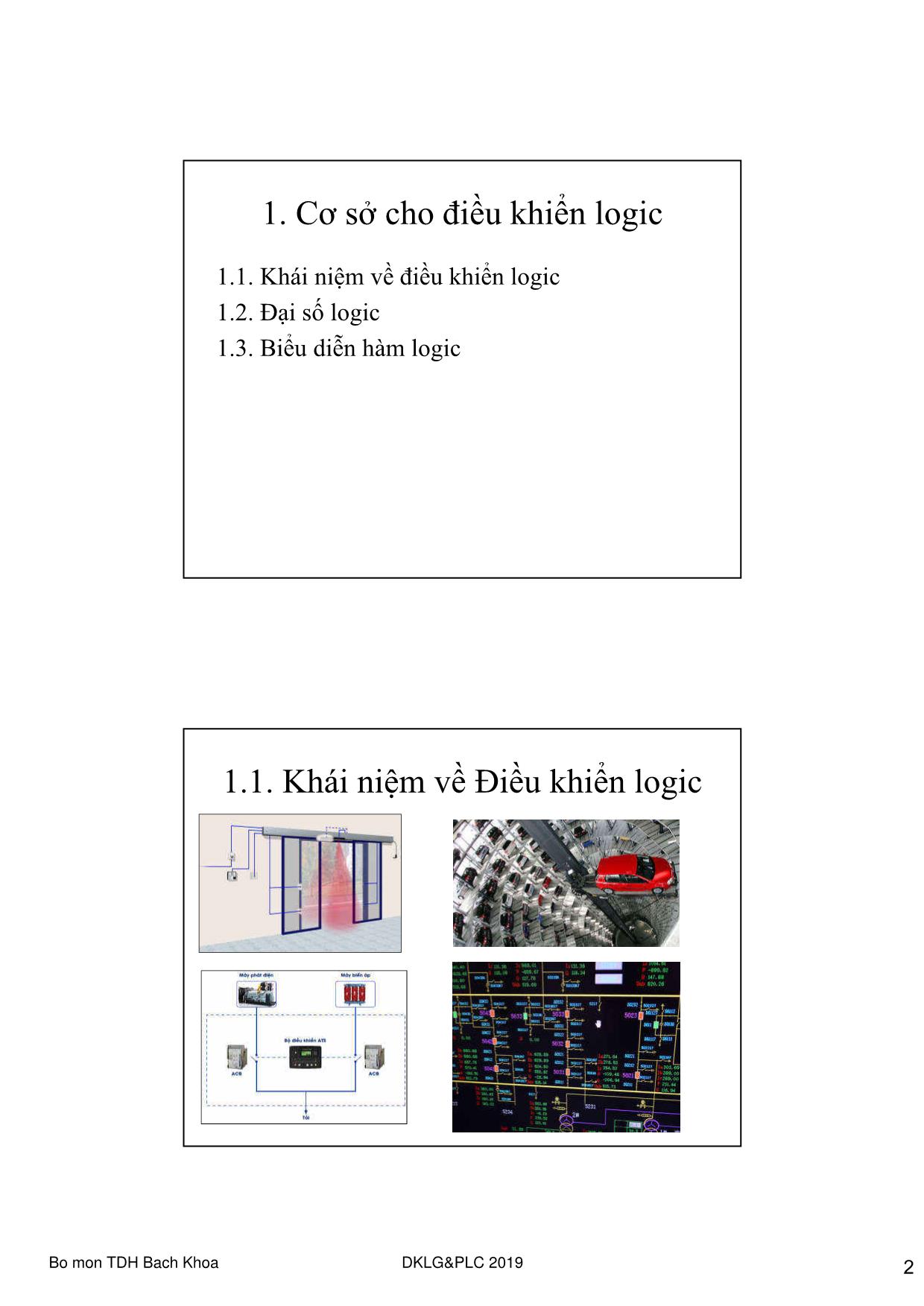 Bài giảng Điều khiển Logic và PLC - Chương 1: Cơ sở cho điều khiển Logic trang 2