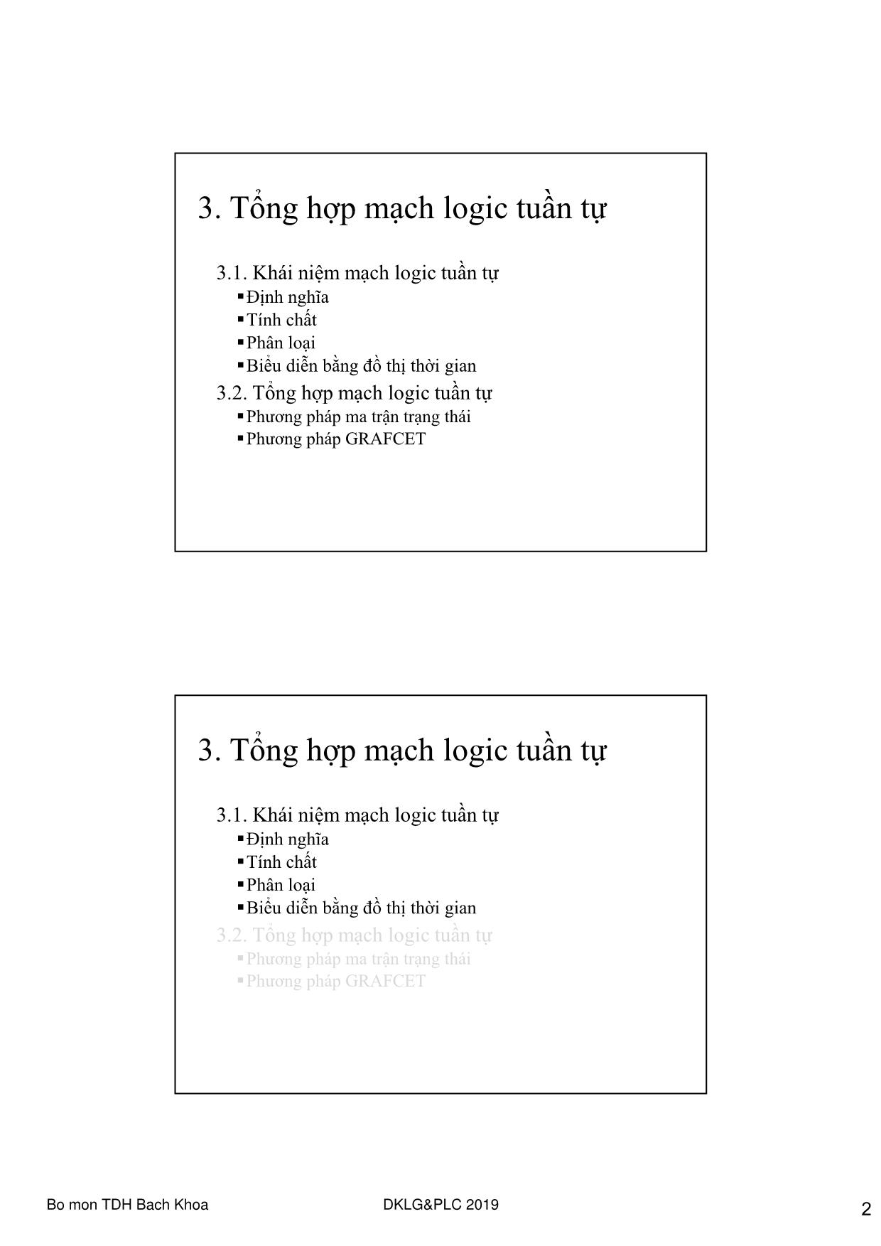 Bài giảng Điều khiển Logic và PLC - Chương 3: Tổng hợp mạch logic tuần tự trang 2