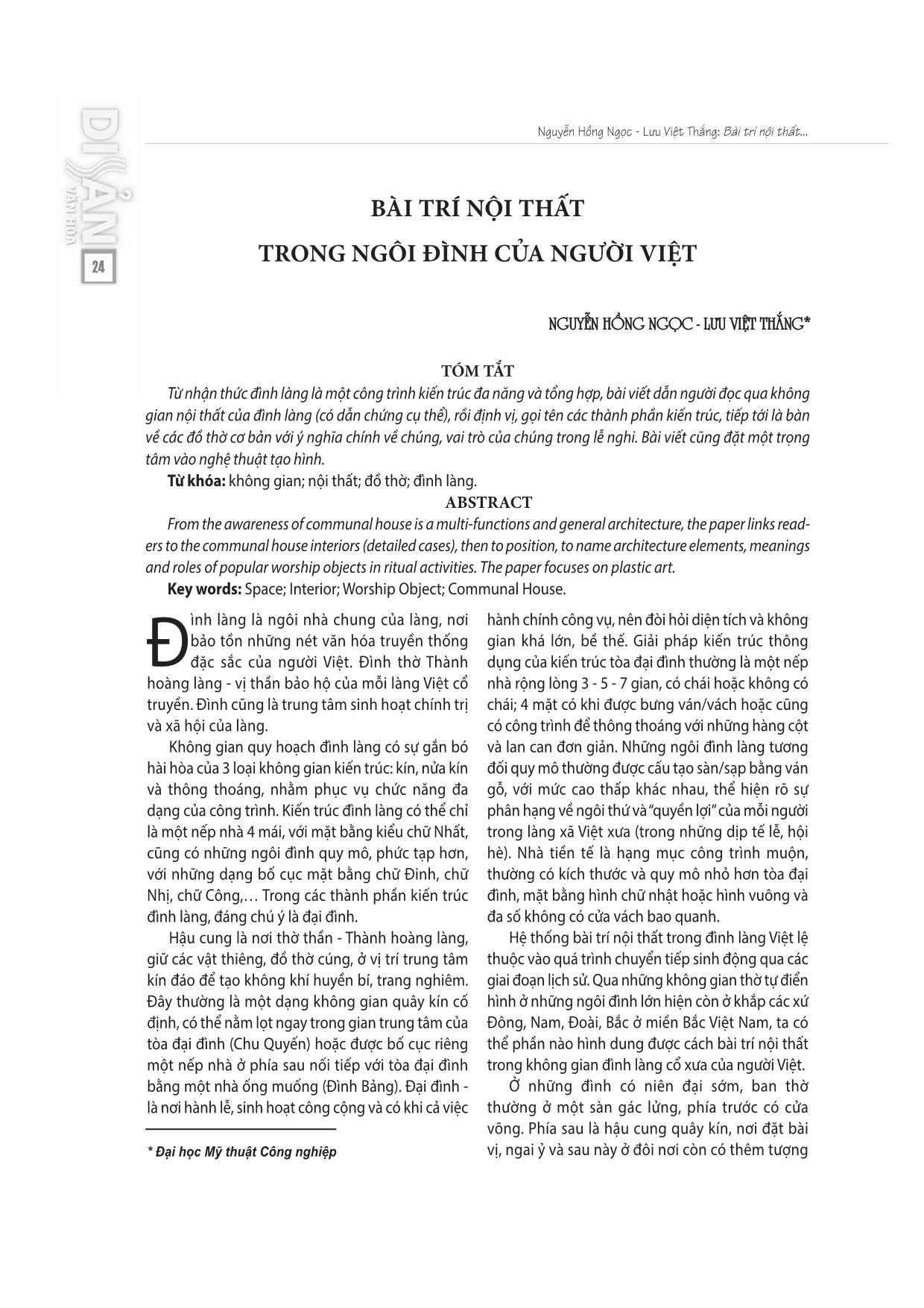 Bài trí nội thất trong ngôi đình của người Việt trang 1