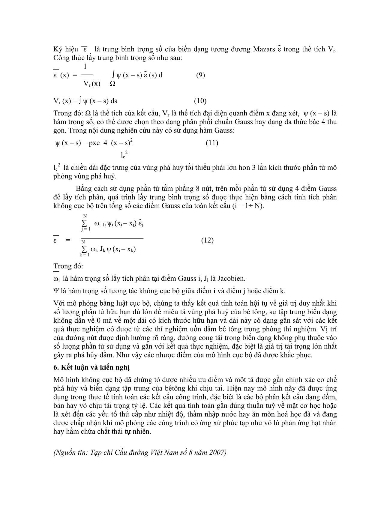 Biến dạng tập trung và mô hình không cục bộ trong mô phỏng số bê tông theo lý thuyết phá huỷ dòn trang 4