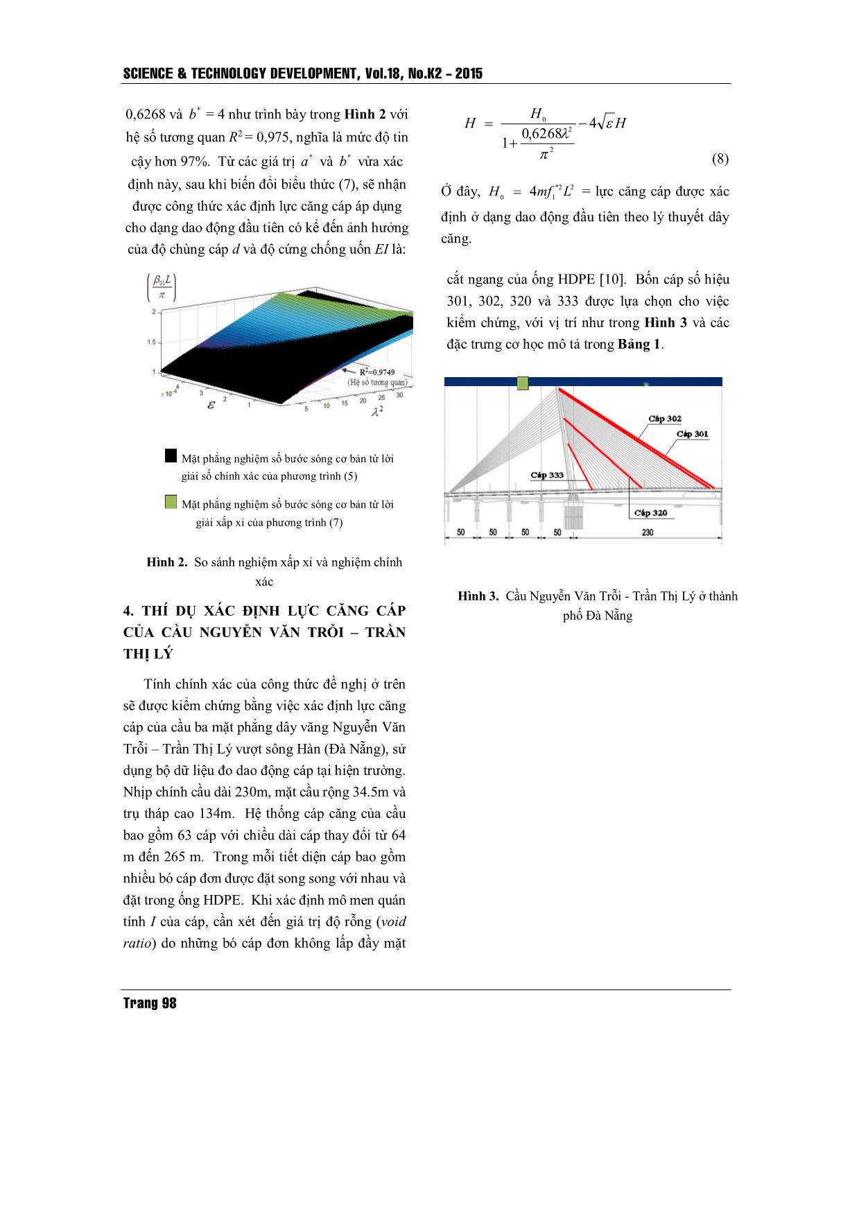 Công thức xác định lực căng cáp trong cầu dây văng xét ảnh hưởng đồng thời của độ chùng và độ cứng chống uốn trang 4