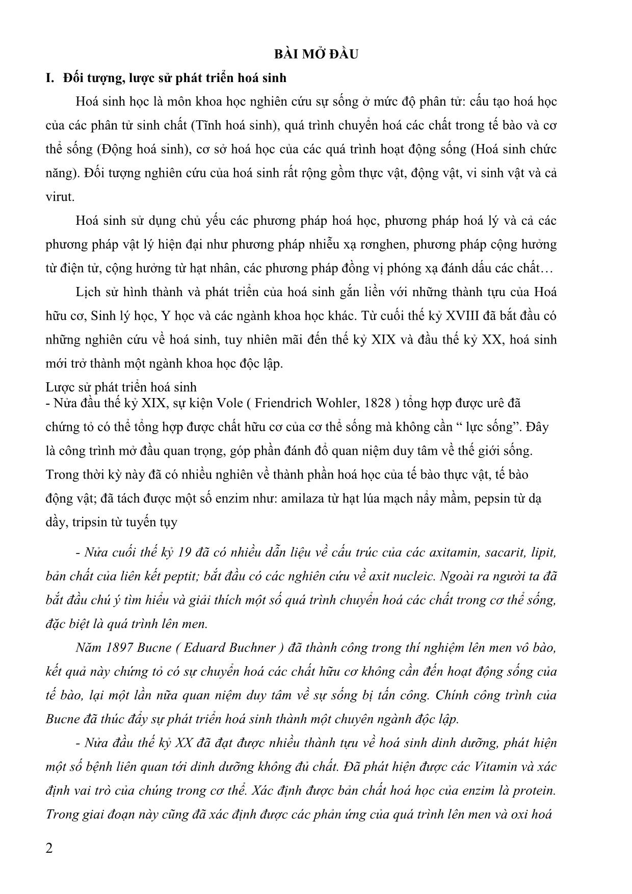 Giáo trình Hóa sinh (Phần 1) trang 2