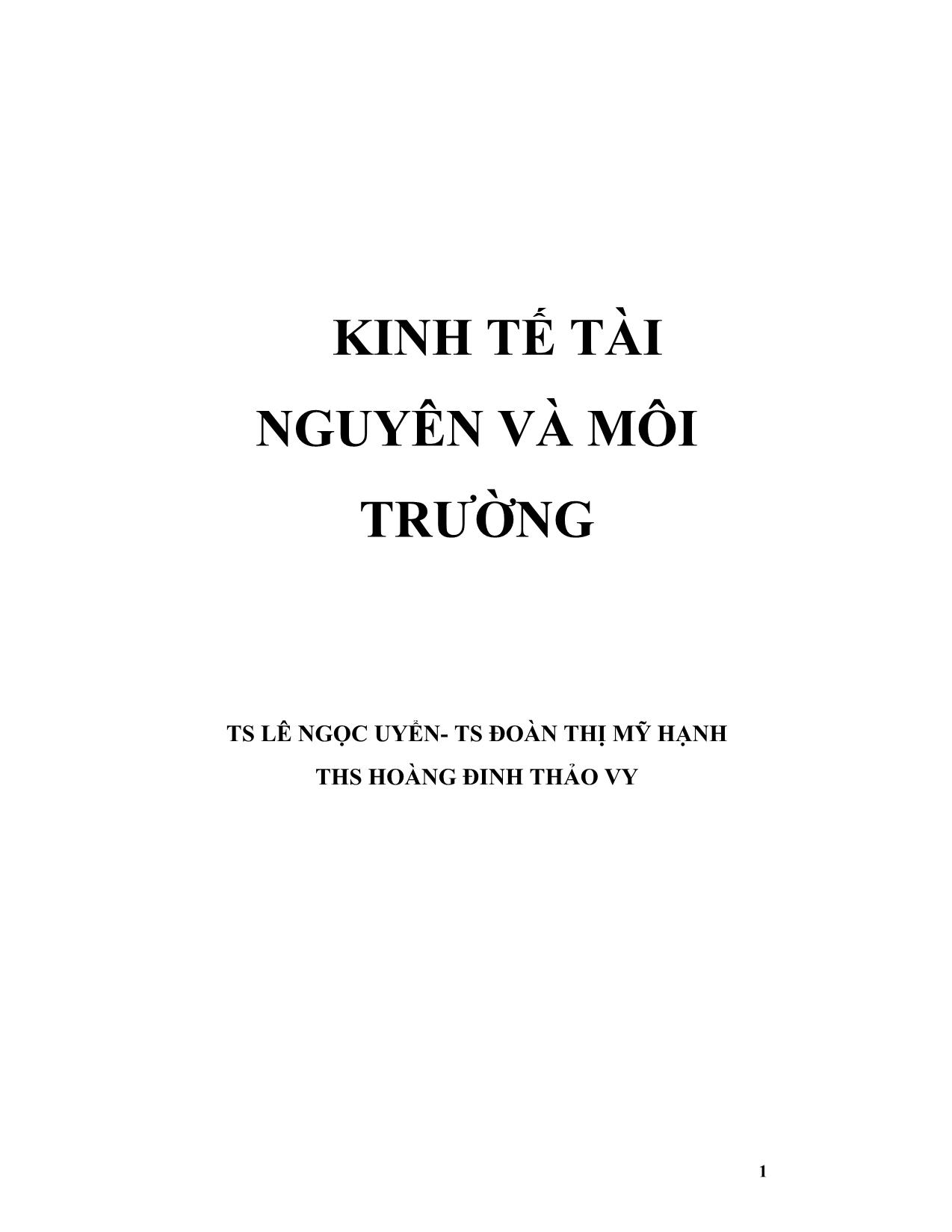 Giáo trình môn Kinh tế tài nguyên và môi trường trang 1