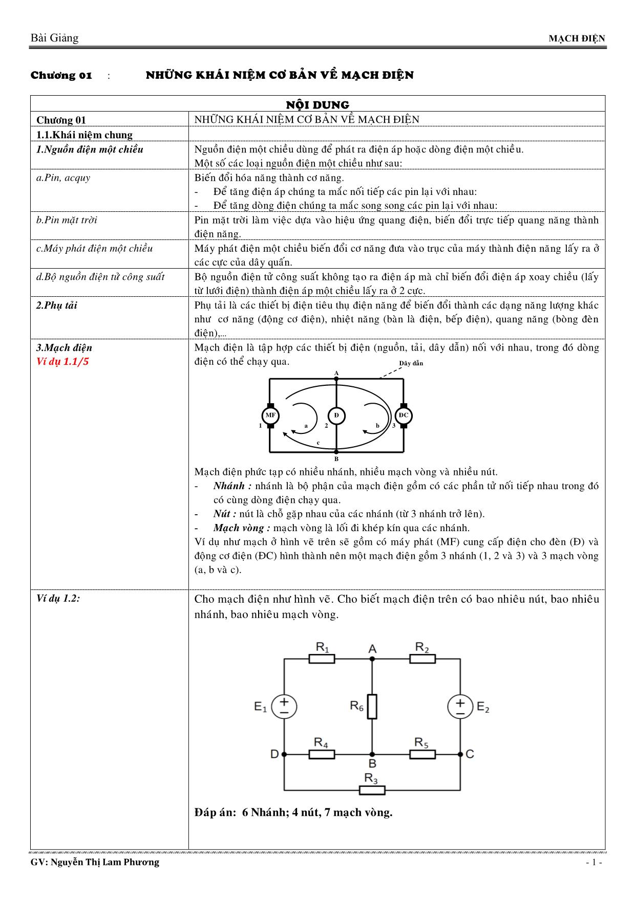 Giáo trình môn Mạch điện trang 1