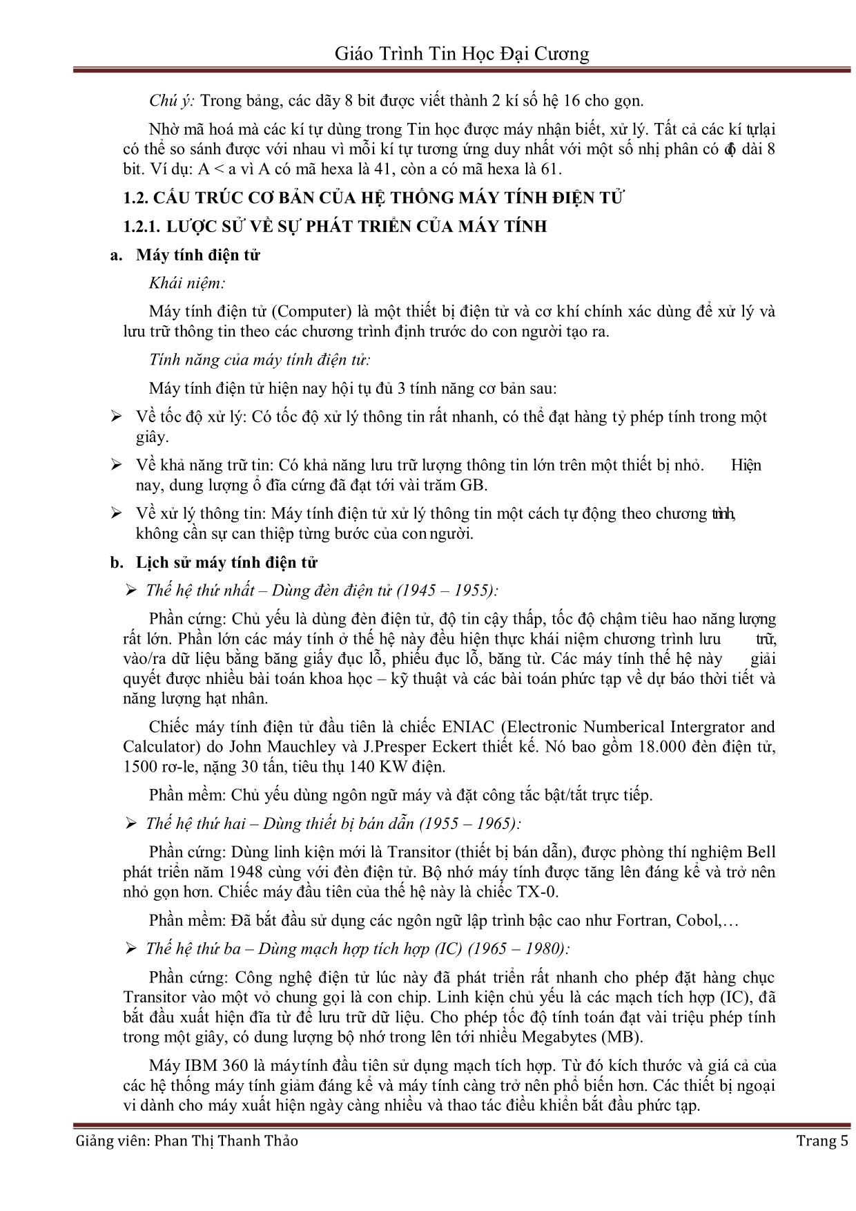 Giáo trình môn Tin học đại cương (Bản hay) trang 5