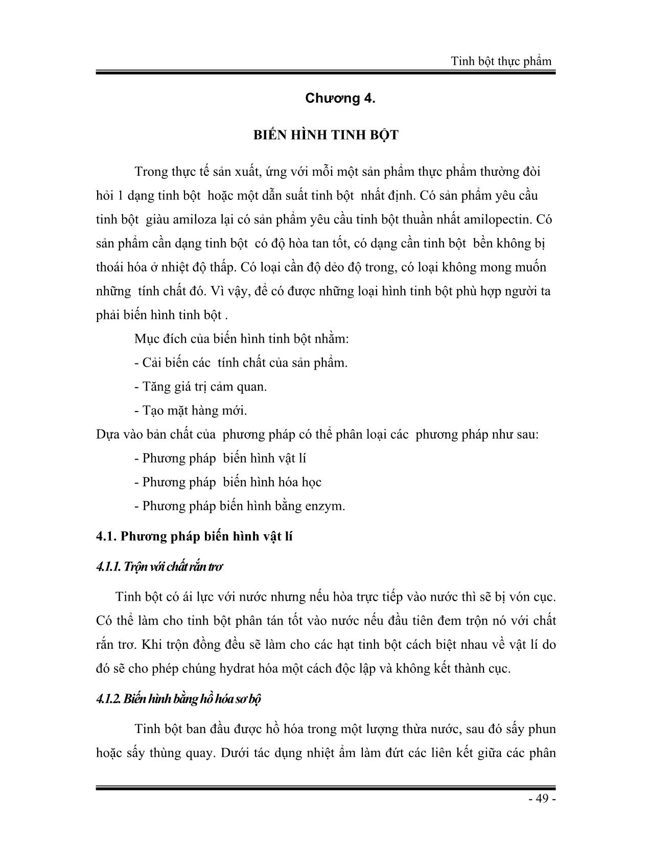 Giáo trình Tinh bột thực phẩm (Phần 2) trang 1