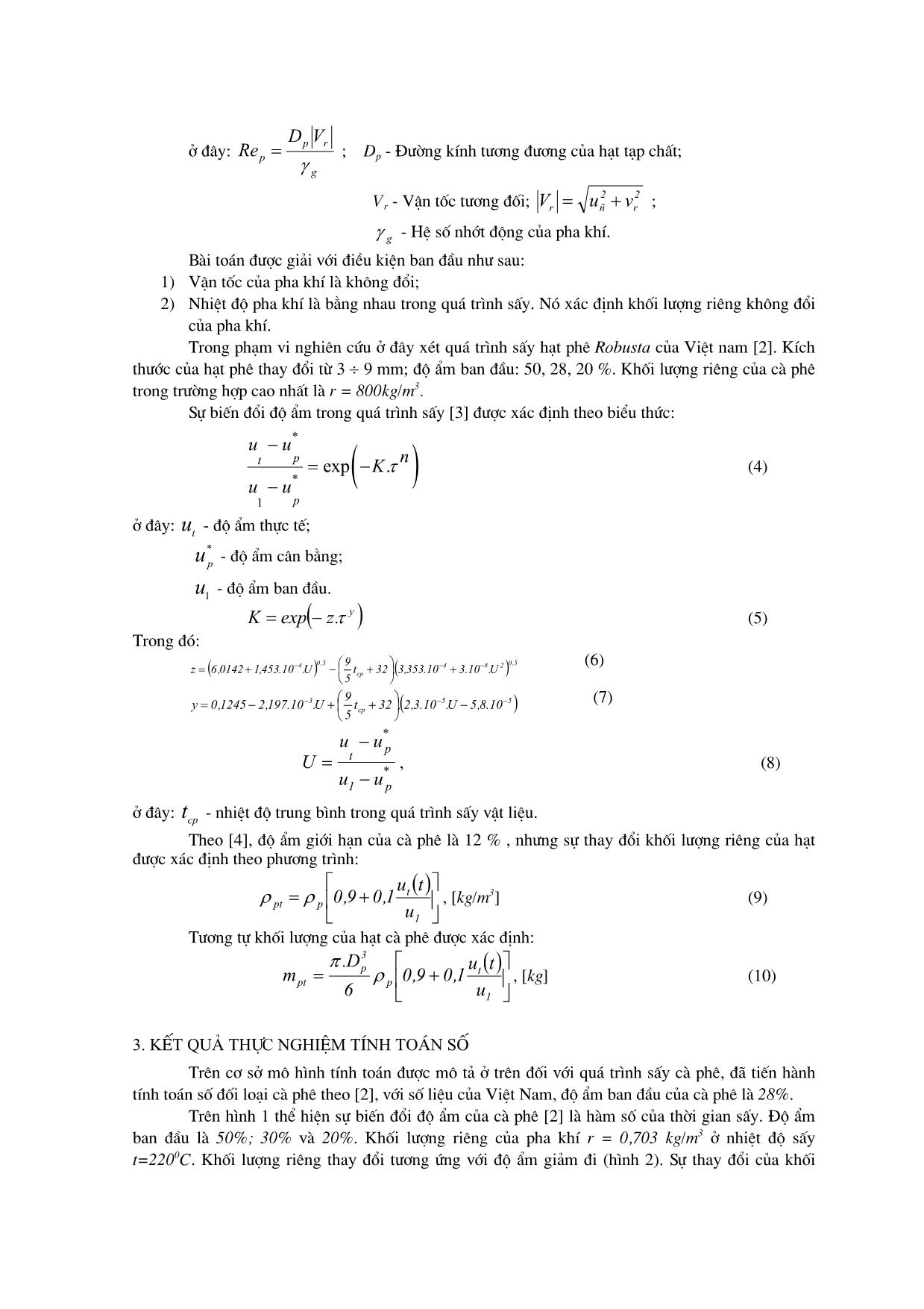 Mô phỏng, tính toán lý thuyết quá trình sấy cà phê trang 2