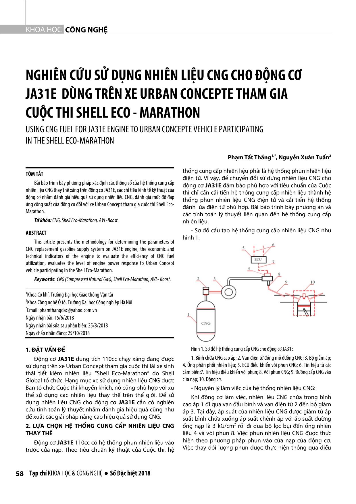Nghiên cứu sử dụng nhiên liệu CNG cho động cơ ja31e dùng trên xe urban concepte tham gia cuộc thi shell eco - Marathon trang 1