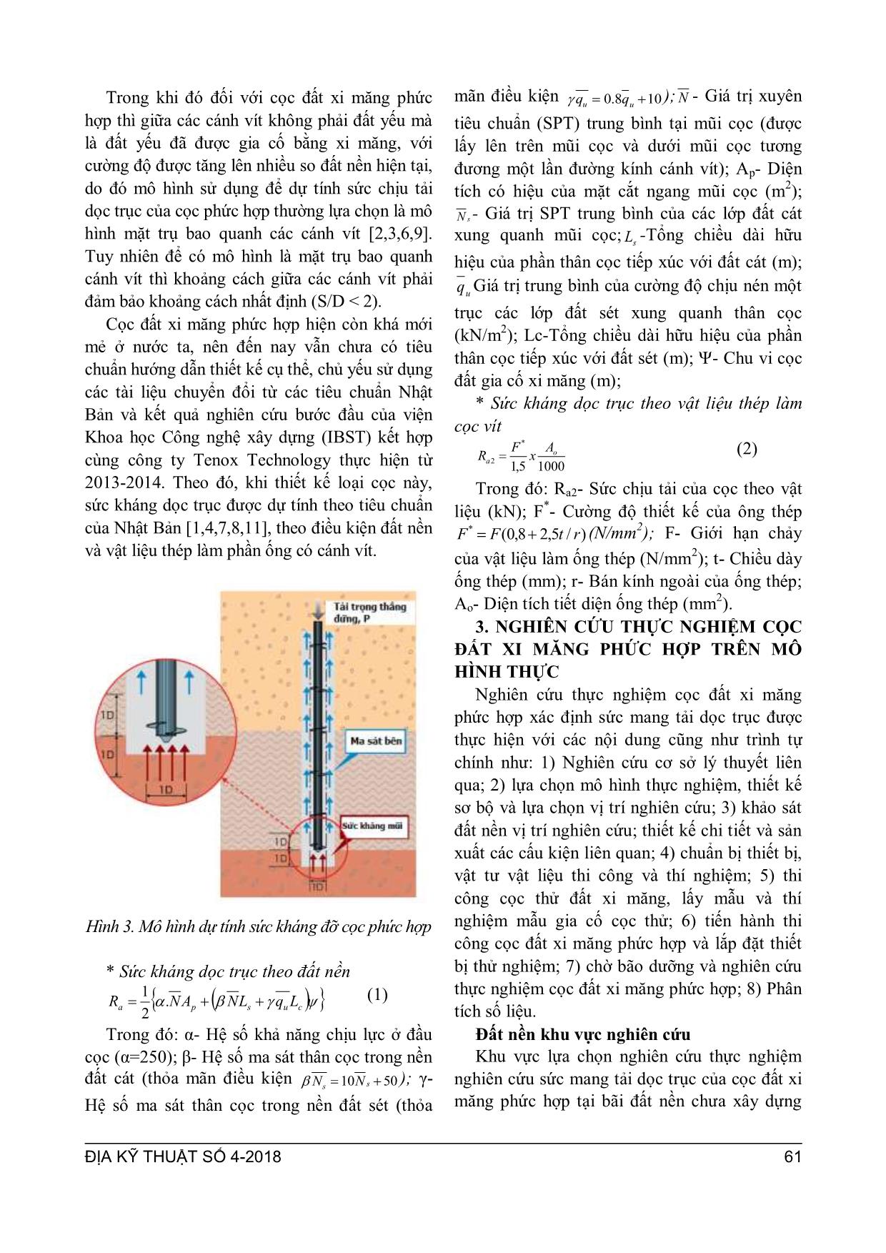 Nghiên cứu sức mang tải dọc trục của cọc phức hợp trụ đất xi măng kết hợp ống thép có cánh xoắn trang 3