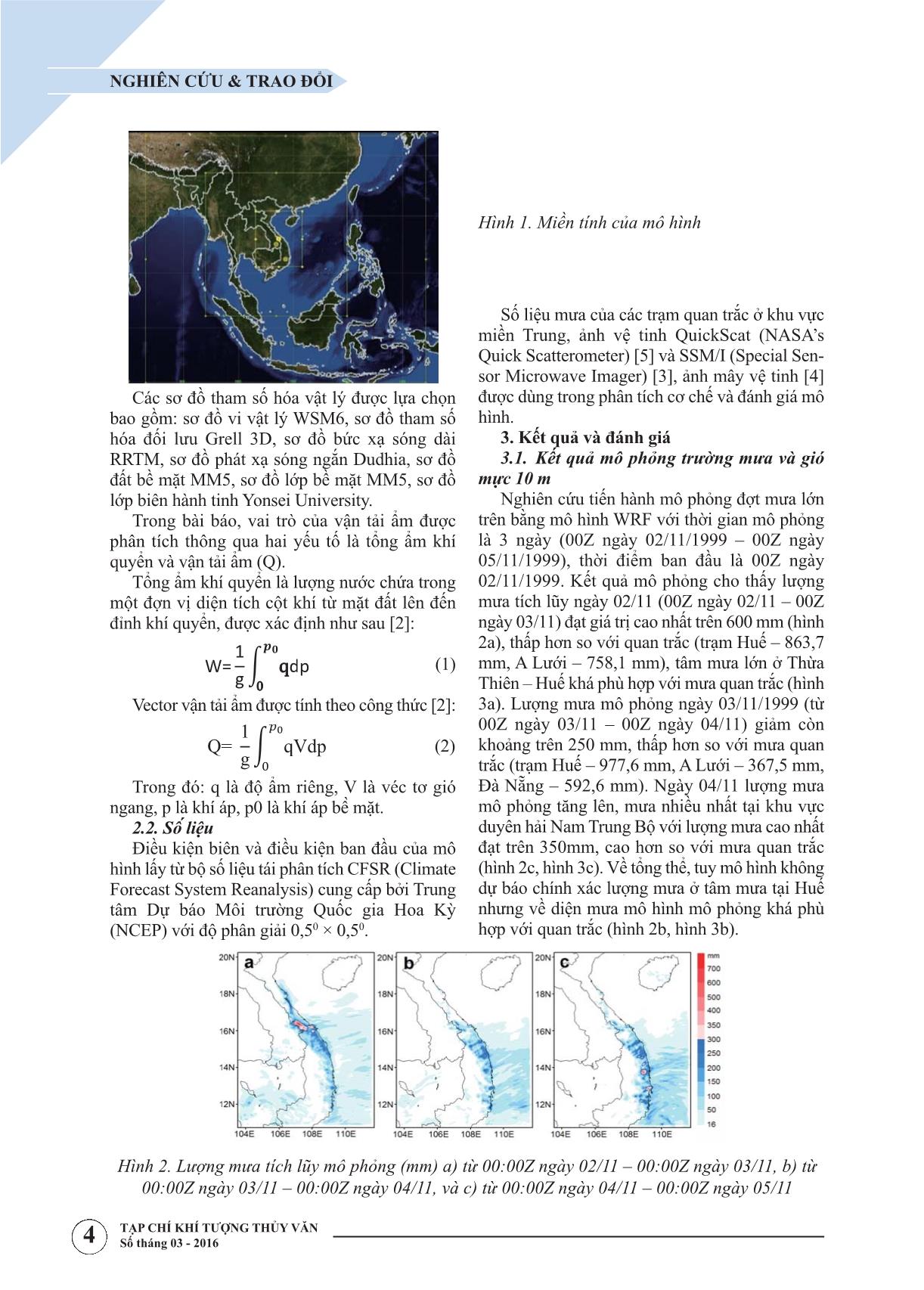Nghiên cứu vai trò của vận tải ẩm trọng đợt mưa lớn tháng 11 năm 1999 ở miền Trung bằng mô hình WRF trang 2