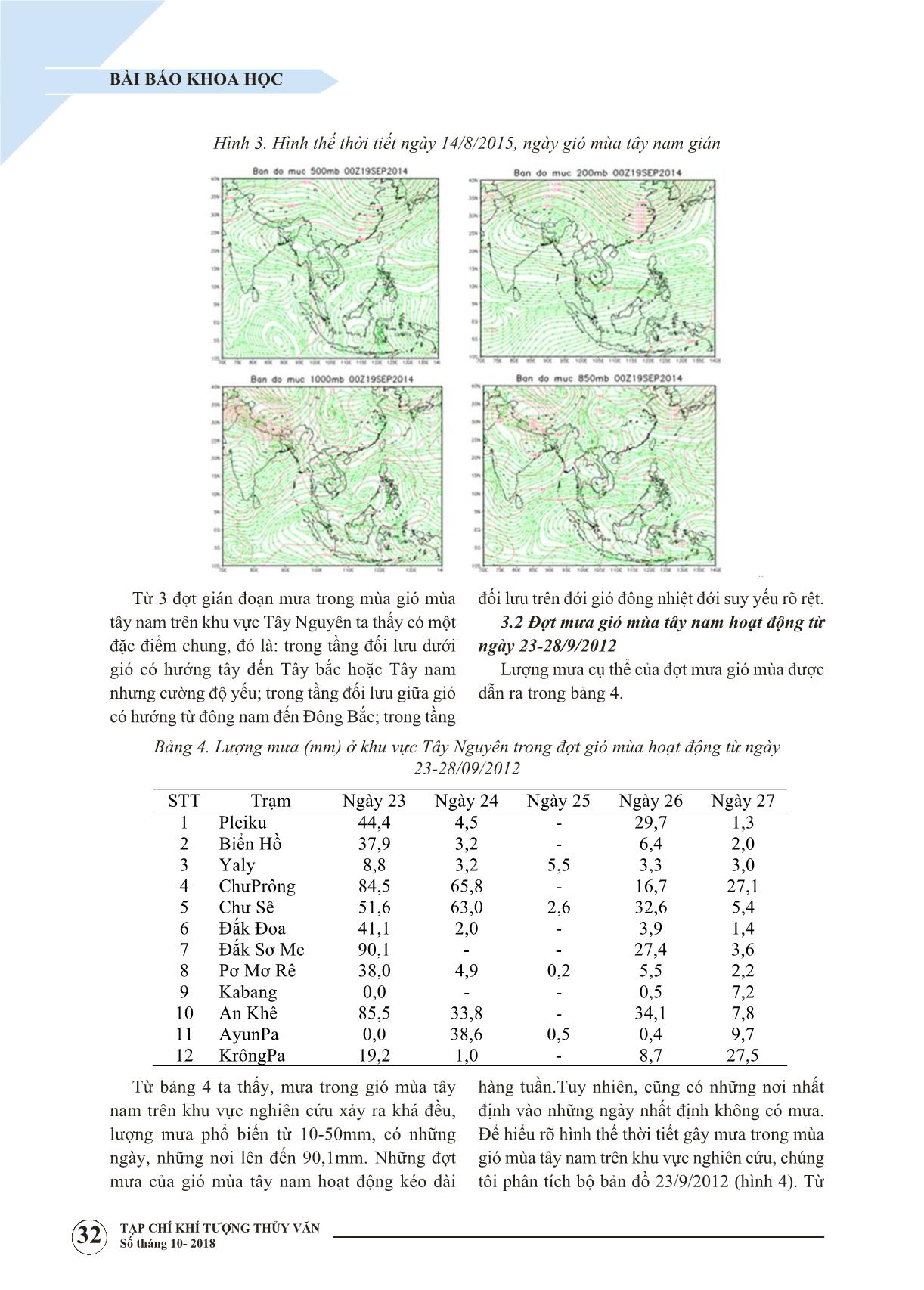 Nghiên cứu xác định hình thế thời tiết gây gián đoạn mưa trong mùa gió mùa Tây Nam ở Tây Nguyên trang 5
