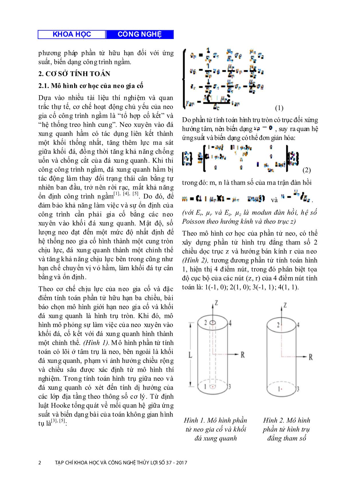 Phân tích ảnh hưởng neo gia cố đến ứng suất, biến dạng kết cấu công trình ngầm bằng phương pháp phần tử hữu hạn trang 2
