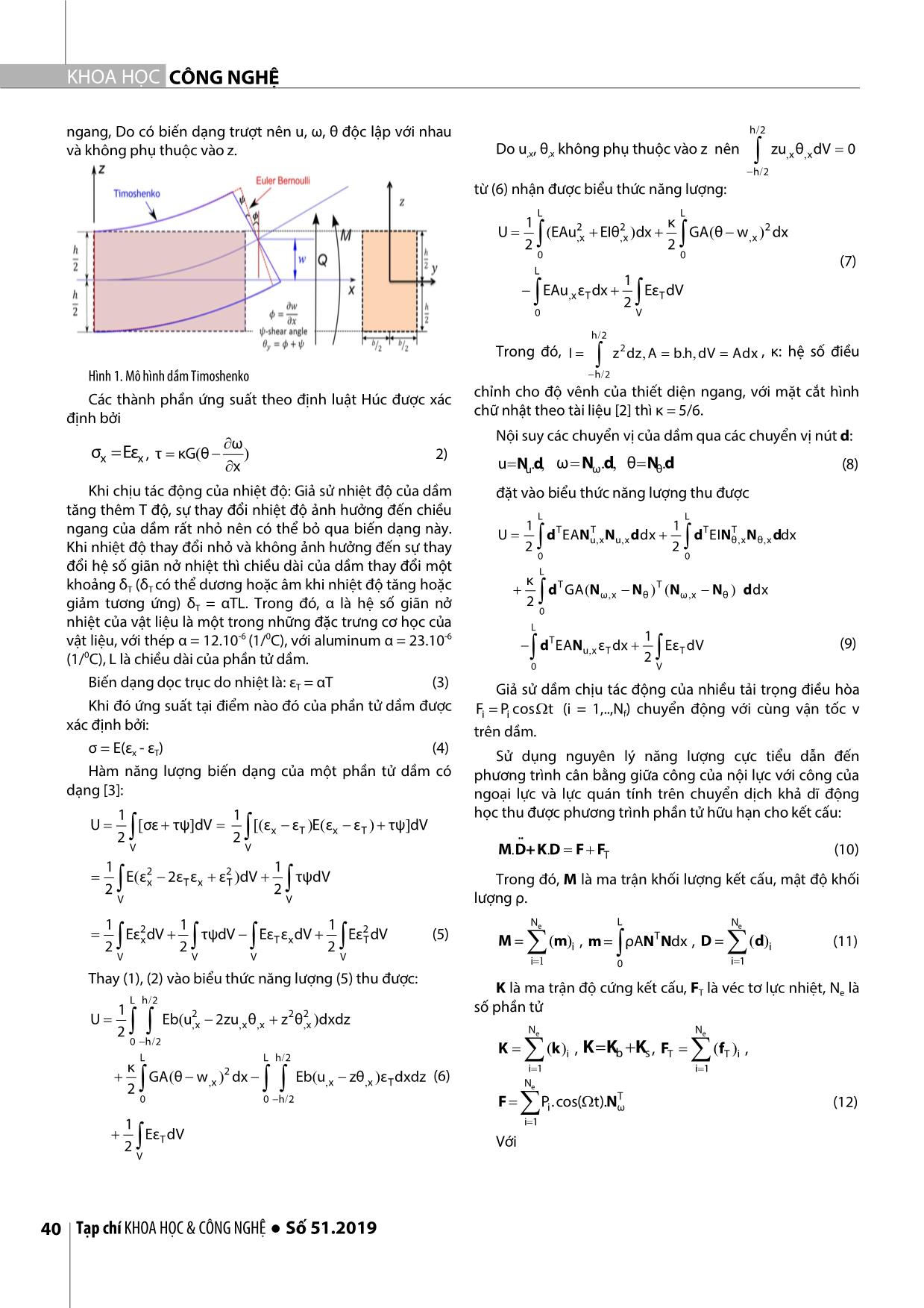 Phân tích động học của dầm Timoshenko chịu nhiều tải trọng di động và ảnh hưởng của nhiệt độ bằng phương pháp phần tử hữu hạn trang 2