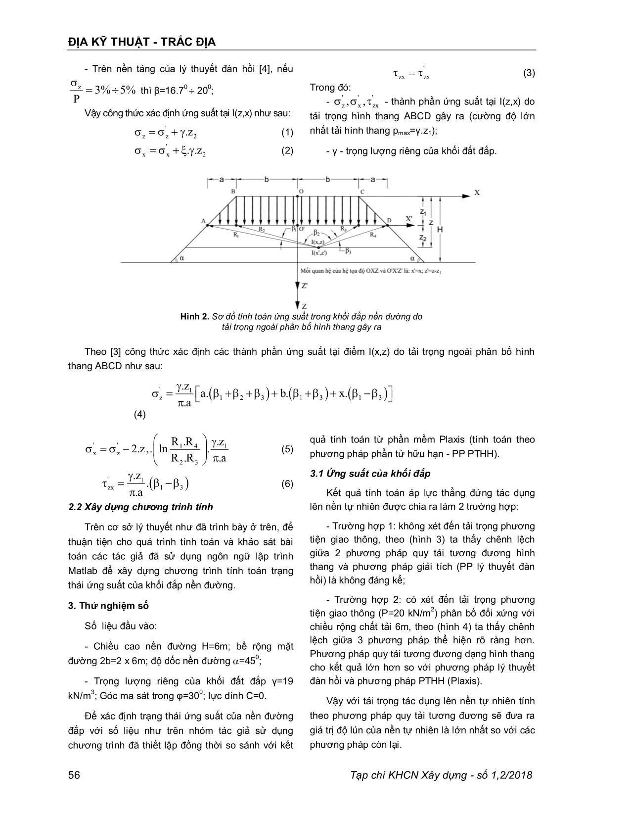 Phân tích trạng thái ứng suất của khối đắp nền đường theo lý thuyết đàn hồi trang 2