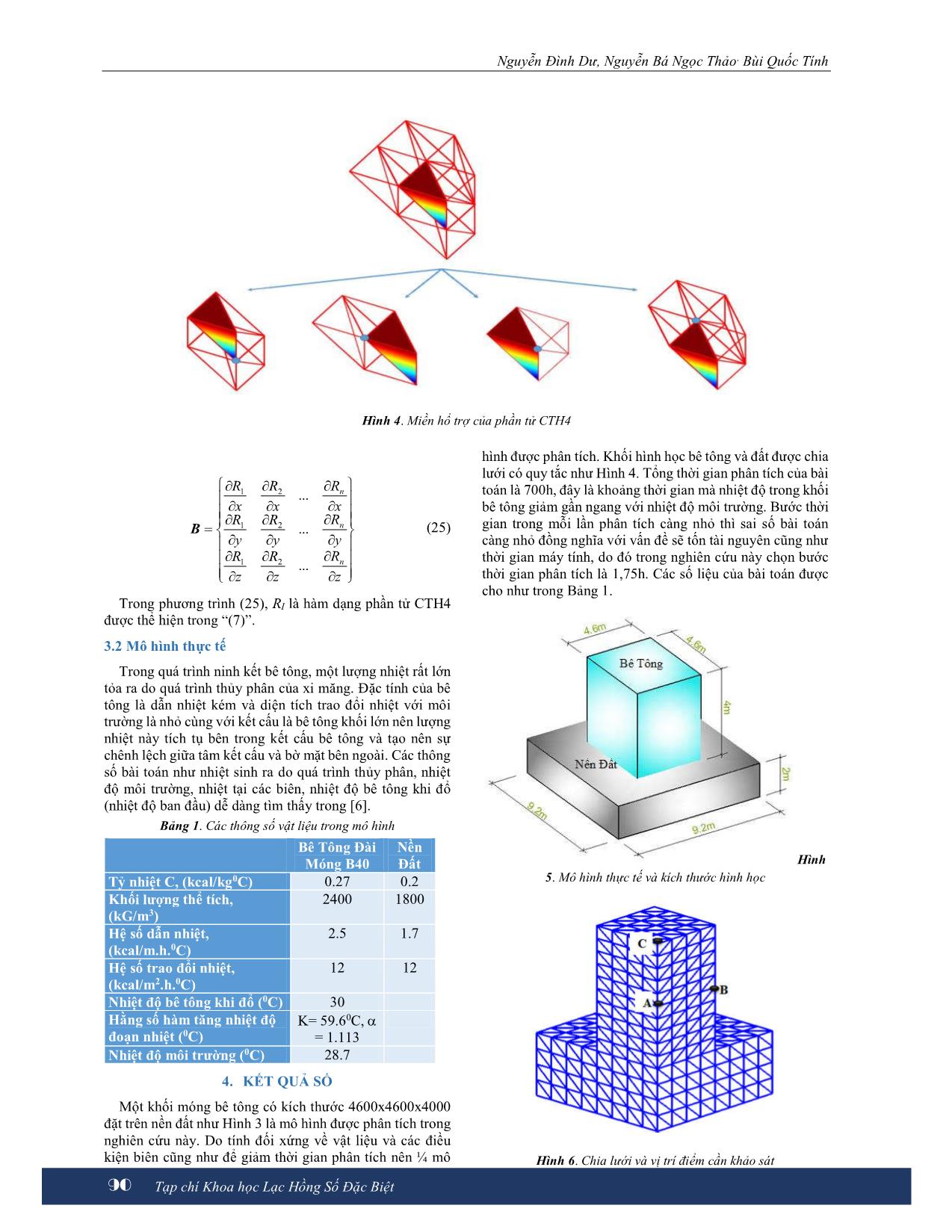 Phân tích truyền nhiệt 3D kết cấu bê tông non tuổi bằng phần tử tứ diện nội suy kép trang 4