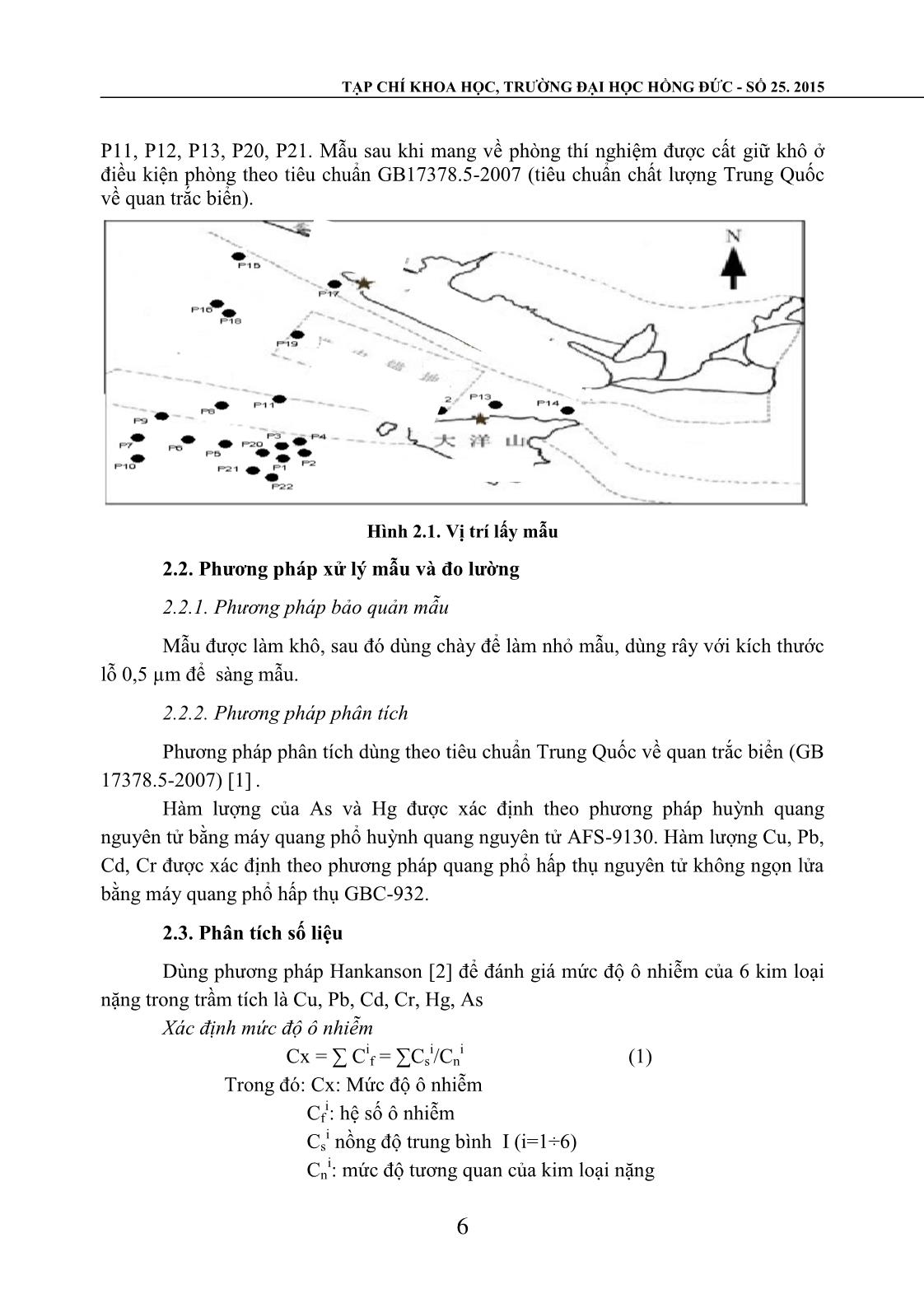 Phân tích và đánh giá ô nhiễm kim loại nặng trong trầm tích biển tại cảng Dương Sơn, Trung Quốc trang 2