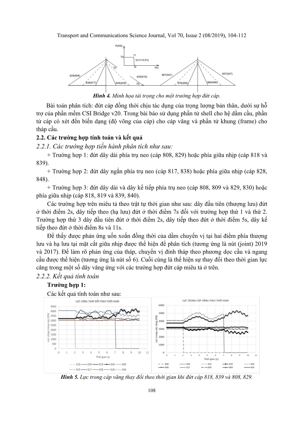 Phản ứng động lực học của cầu dây văng dưới tác dụng của tải trọng đứt cáp trên mô hình PTHH trang 5