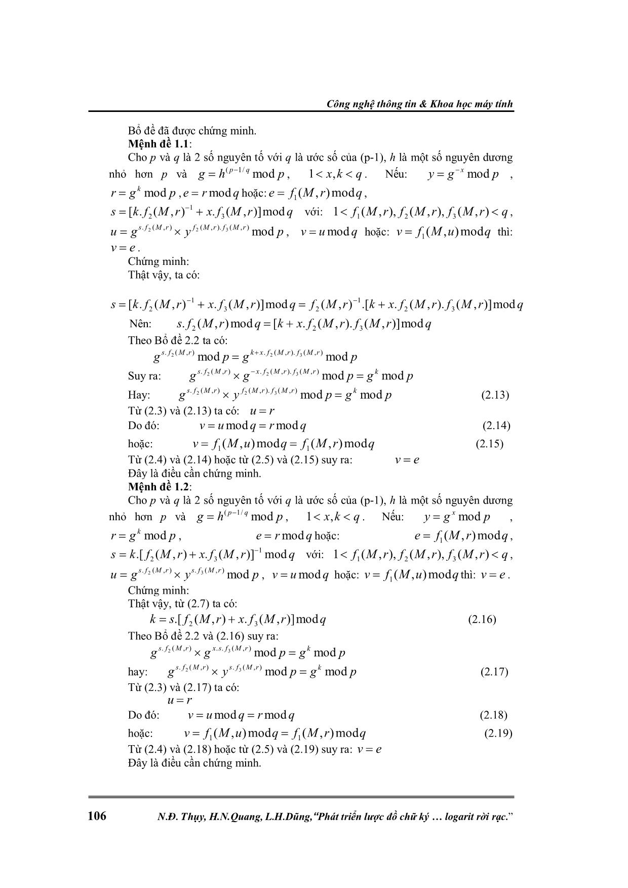 Phát triển lược đồ chữ ký số trên bài toán logarit rời rạc trang 4