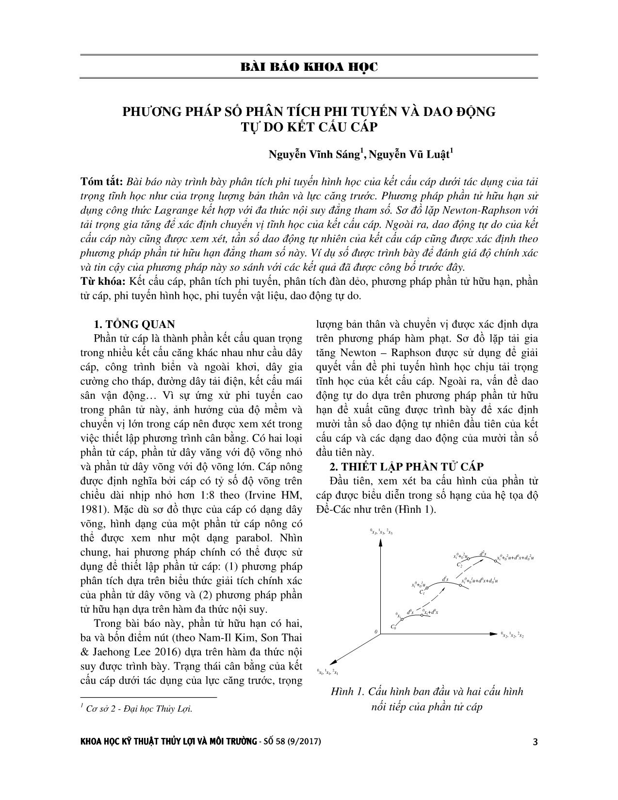 Phương pháp số phân tích phi tuyến và dao động tự do kết cấu cáp trang 1
