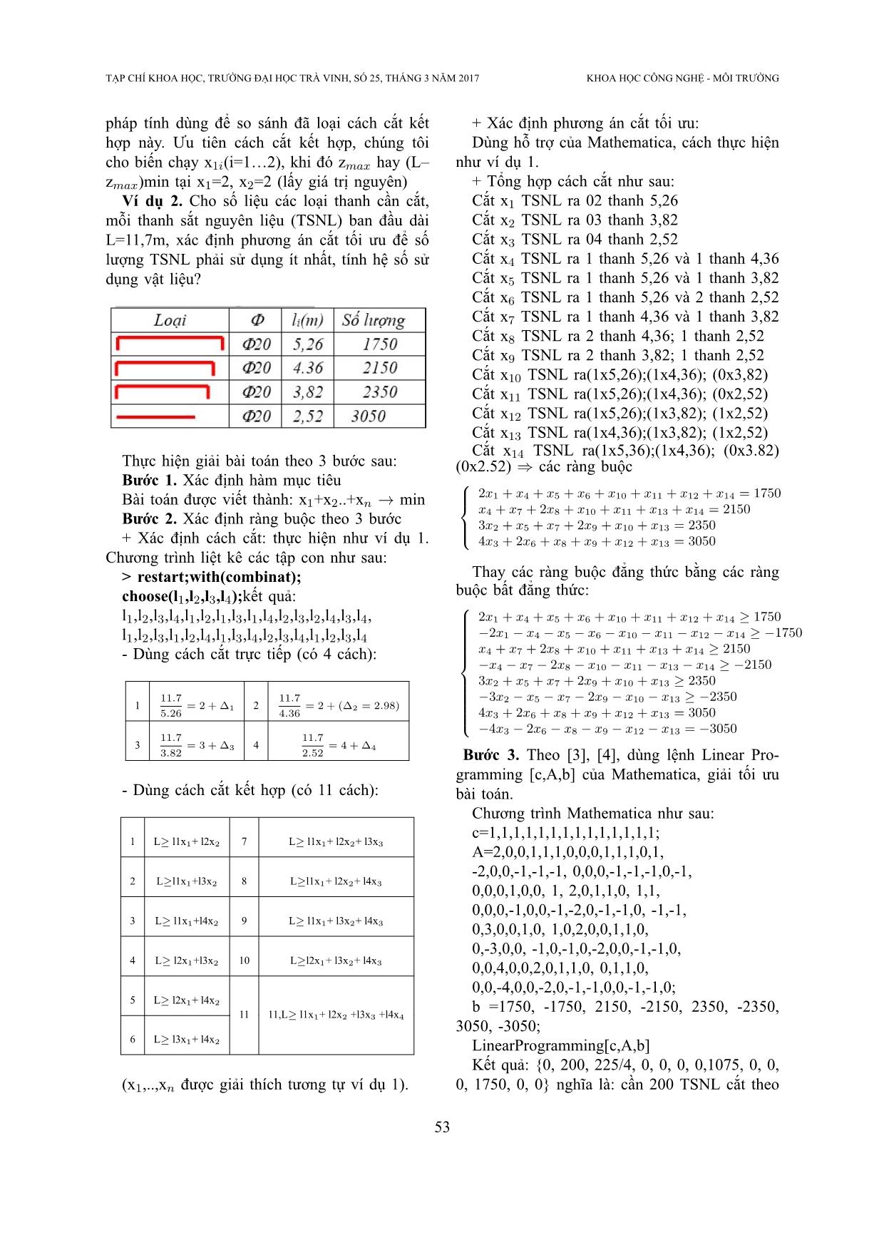 Phương pháp tối ưu cắt vật liệu dạng thanh bằng ứng dụng phần mềm Mathematica trang 4