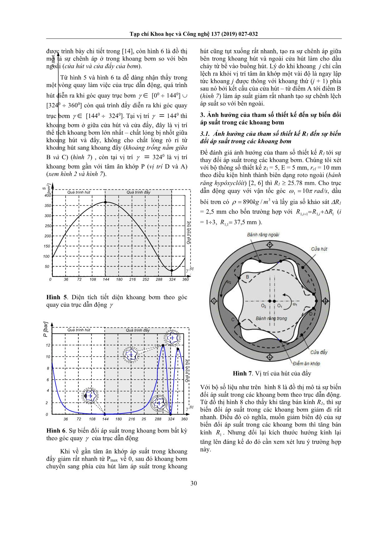 Sự biến đổi áp suất trong các khoang bơm của bơm bôi trơn động cơ đốt trong hypôgerôto trang 4