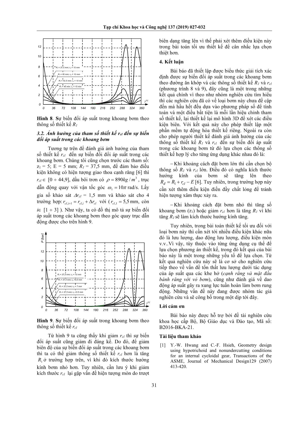 Sự biến đổi áp suất trong các khoang bơm của bơm bôi trơn động cơ đốt trong hypôgerôto trang 5