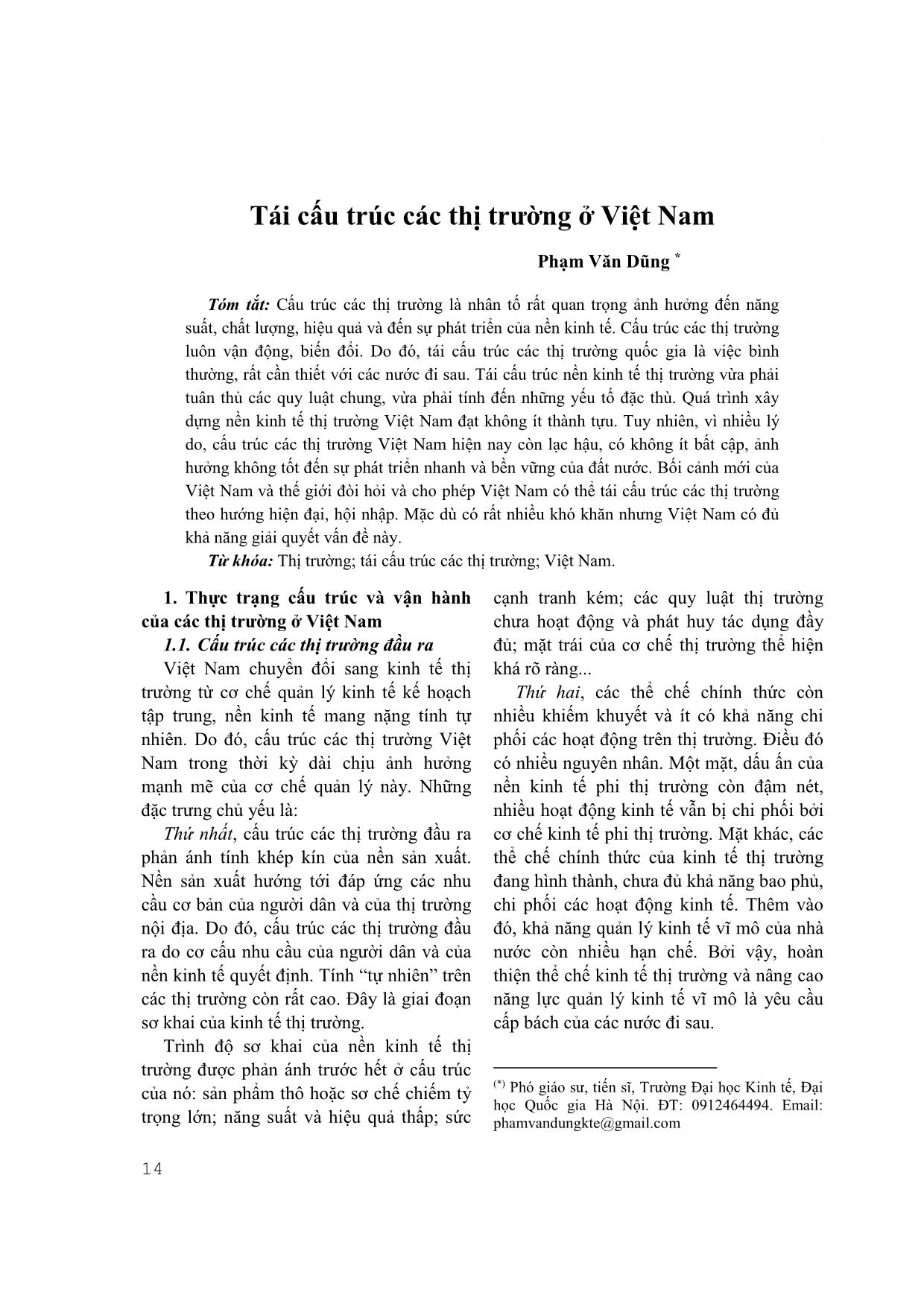 Tái cấu trúc các thị trường ở Việt Nam trang 1