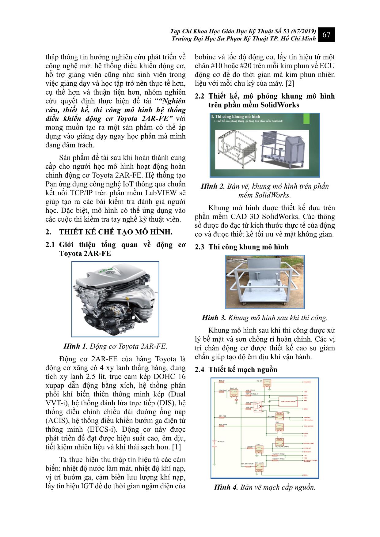Thiết kế, thi công mô hình hệ thống điều khiển động cơ Toyota camry 2Ar-Fe và hệ thống tạo pan ứng dụng IOT trang 2