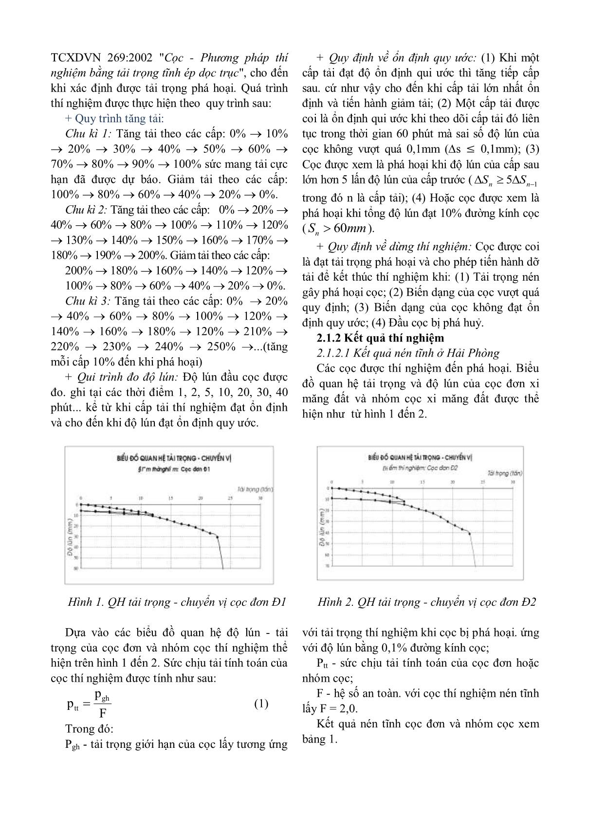 Tính toán sức chịu tải của cọc xi măng đất tạo bởi jet grouting: Lý thuyết – Mô hình số - Thí nghiệm hiện trường trang 2