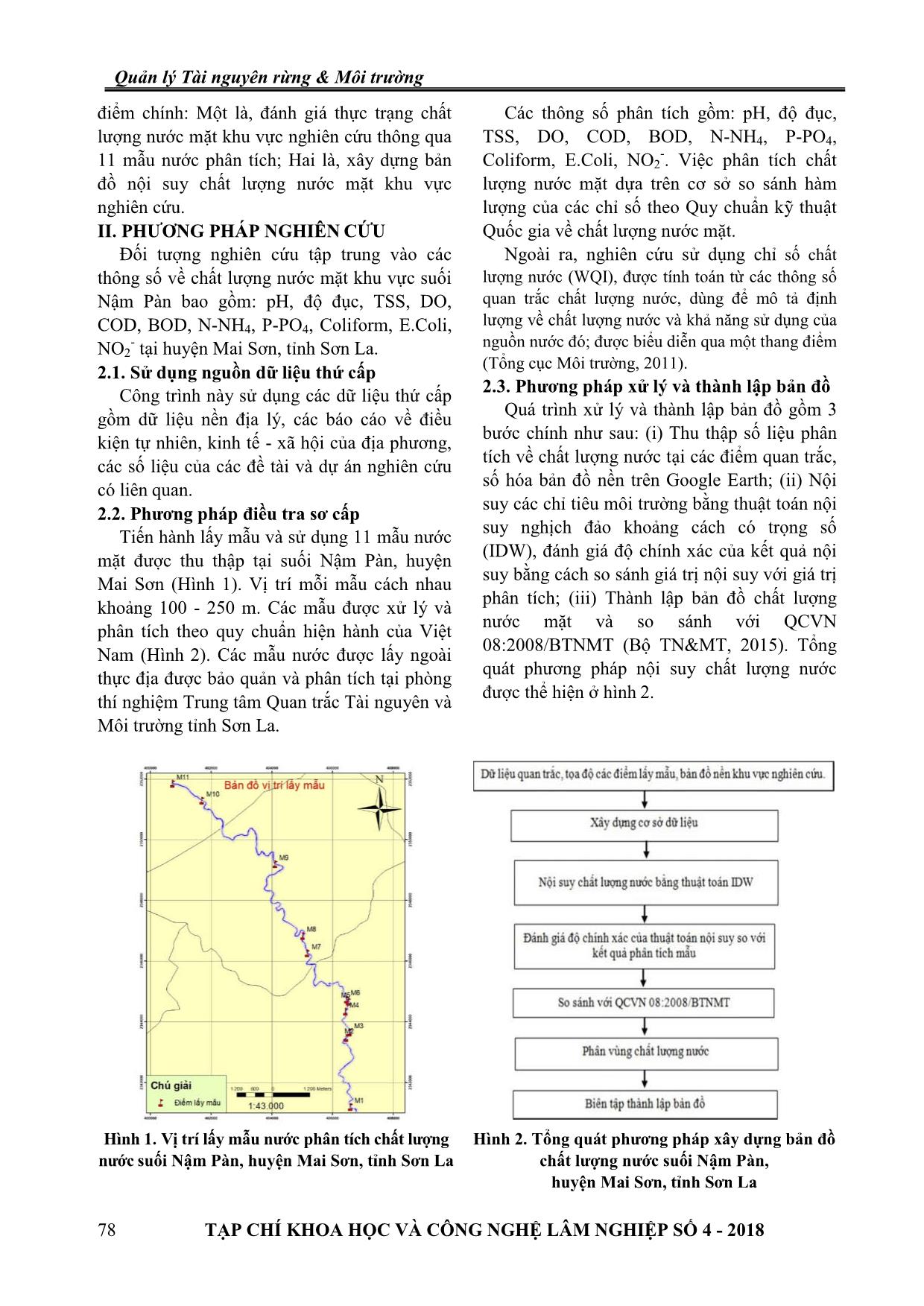 Ứng dụng GIS và thuật toán nội suy xây dựng bản đồ chất lượng nước suối Nậm Pàn chảy qua huyện Mai Sơn, tỉnh Sơn La trang 2