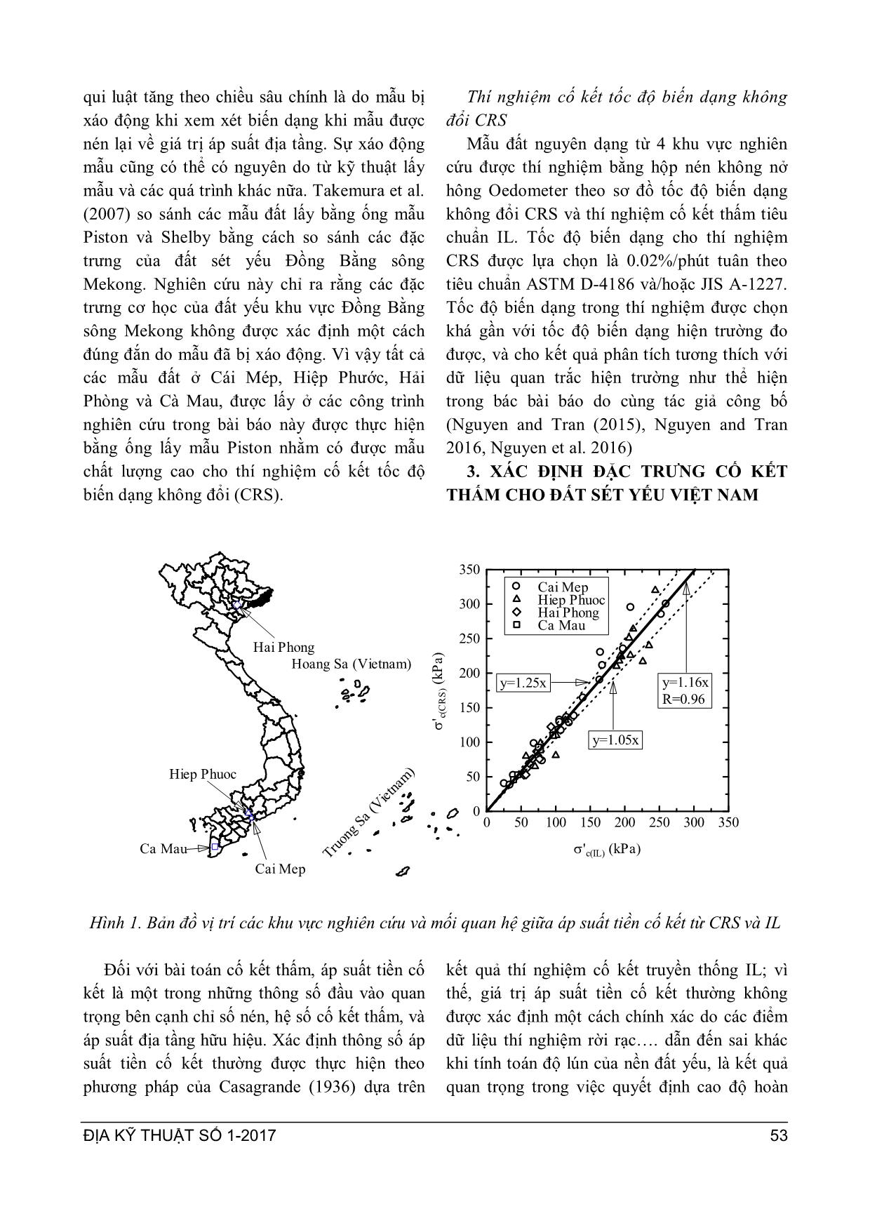 Xác định đặc trưng đất sét yếu Việt Nam theo thí nghiệm cố kết tốc độ biến dạng không đổi sử dụng trong phân tích bài cố kết thấm trang 3
