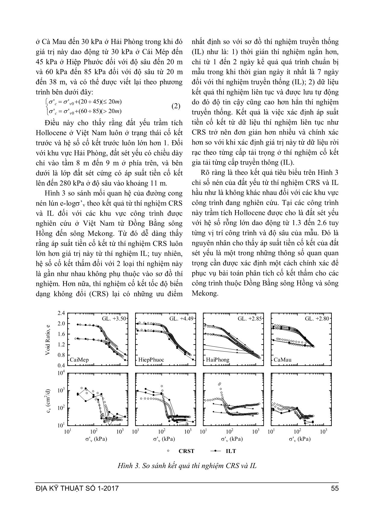 Xác định đặc trưng đất sét yếu Việt Nam theo thí nghiệm cố kết tốc độ biến dạng không đổi sử dụng trong phân tích bài cố kết thấm trang 5