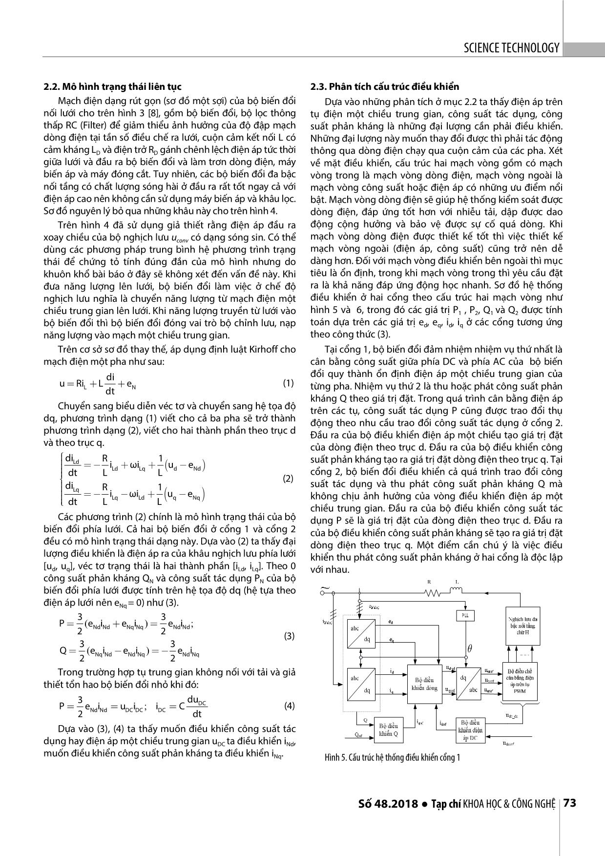 Xác định tham số điều khiển bộ biến đổi 3 pha AC-DCAC-AC  đa bậc nối tầng có khâu trung gian tần số cao trang 3