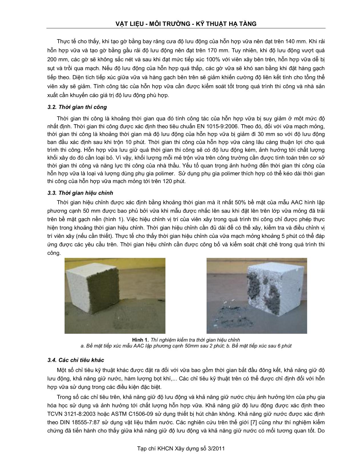 Xây dựng các chỉ tiêu kỹ thuật cho vữa mạch mỏng xây tường bê tông khí chưng áp trang 3